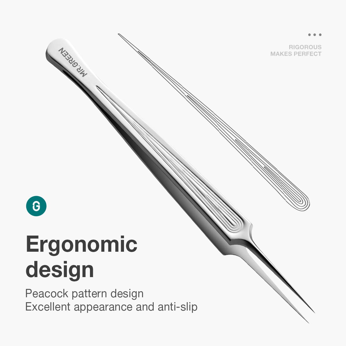 MR.GREEN Ingrown Hair Tweezers - Precision Pointed Tip Stainless Steel Tweezers for Eyebrow Grooming, Splinter Removal, Blackhead & Acne Extraction - Perfect for Travel, Home & Professional Salon Use