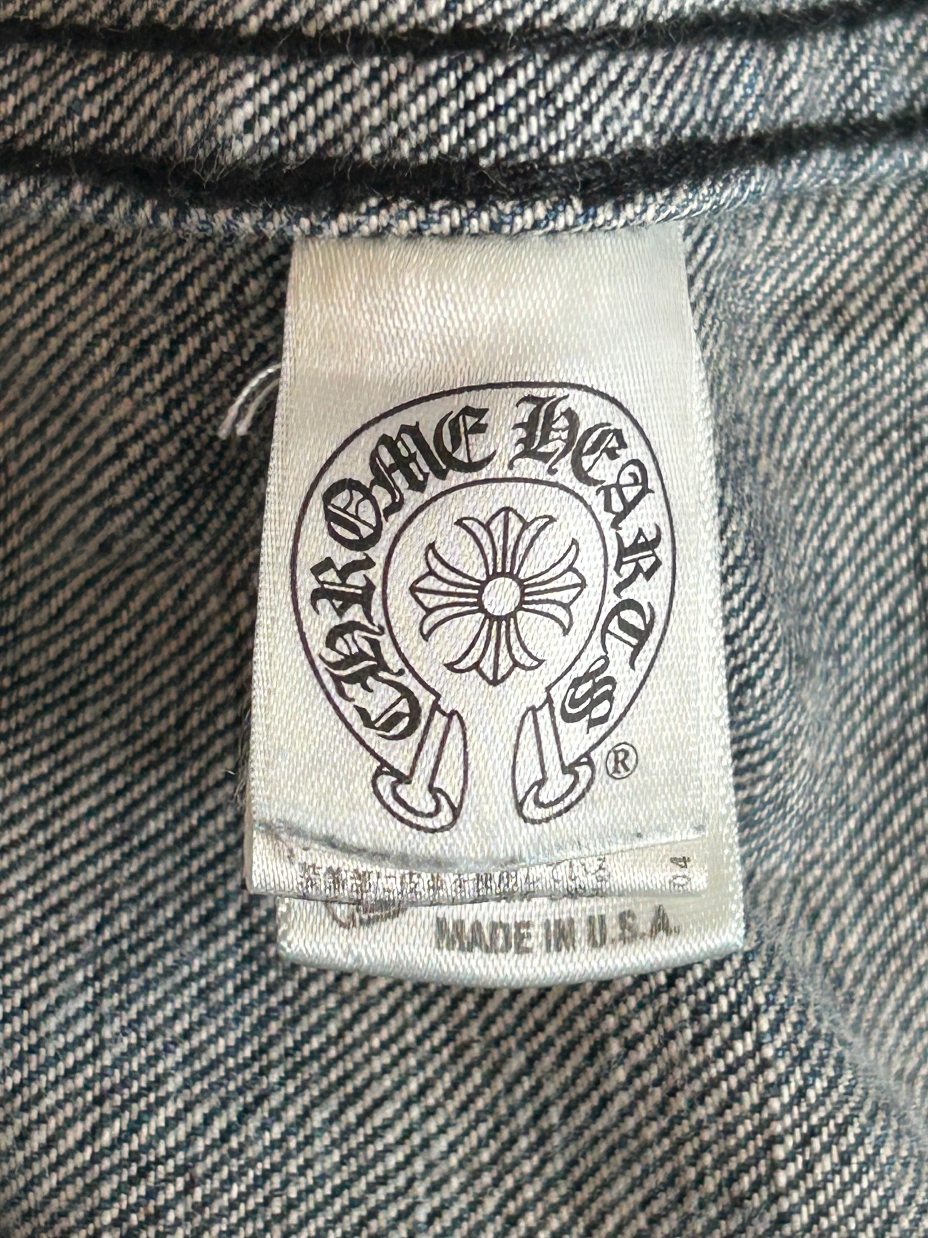 Chrome Hearts Blue Cross Patch Denim Jacket for Men & Women | Vintage Distressed Biker Style | Perfect for Streetwear, Concerts & Night Out