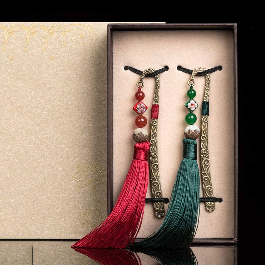 Handmade Chinese Style Retro Fringed Metal Bookmarks - 2PCs Hollow Carved DIY Bookmarks Set in Gift Box, Unique Business Gifts for Men & Women - Perfect for Reading, Journaling, and Book Lovers