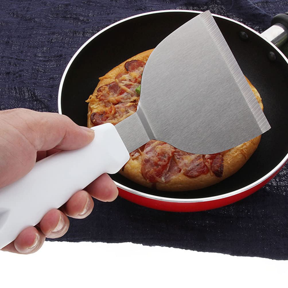 UPKOCH 2-Piece Stainless Steel Spatula Set - Metal Dough Scraper & Griddle Spatula with Ergonomic Plastic Handle for Pancakes, Pizza, Baking & Cooking - Perfect Kitchen Tools for Home Chefs & Bakers