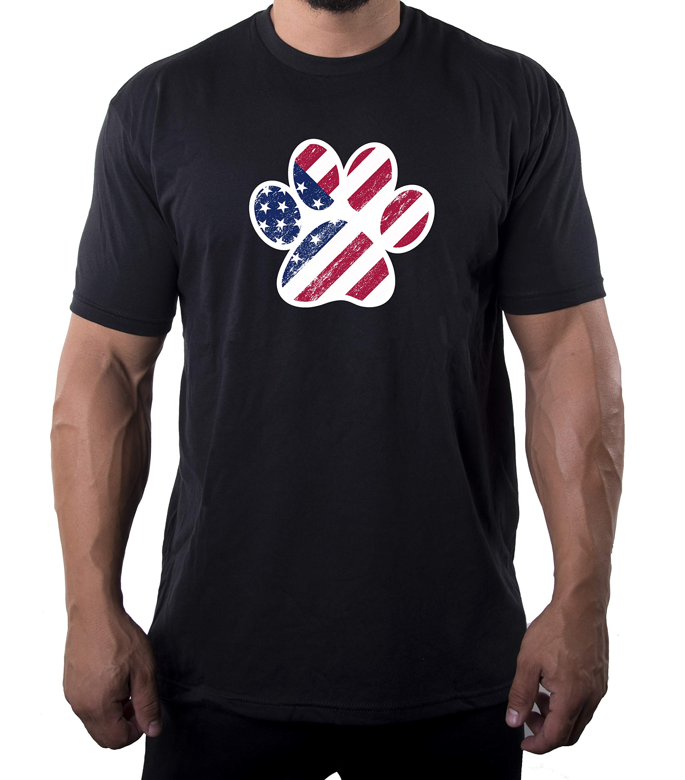American Flag Dog Paw Patriotic Graphic T-Shirt for Men - 4th of July Independence Day Shirt - Perfect for BBQ Parties & Summer Festivals