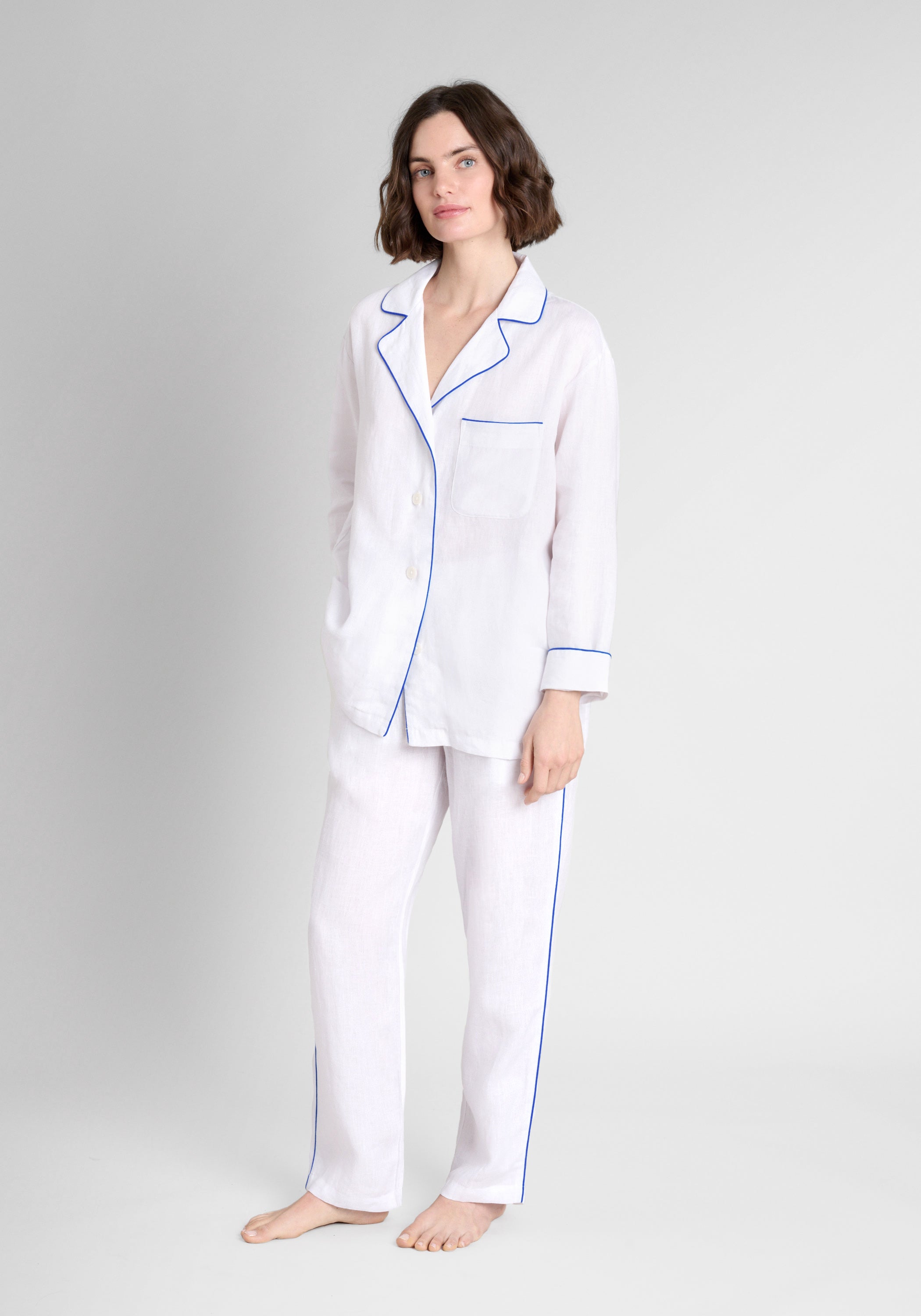 Premium Margaret Linen Pajama Set for Women - Soft & Breathable Sleepwear - Perfect for Summer Nights, Lounging & Relaxation at Home