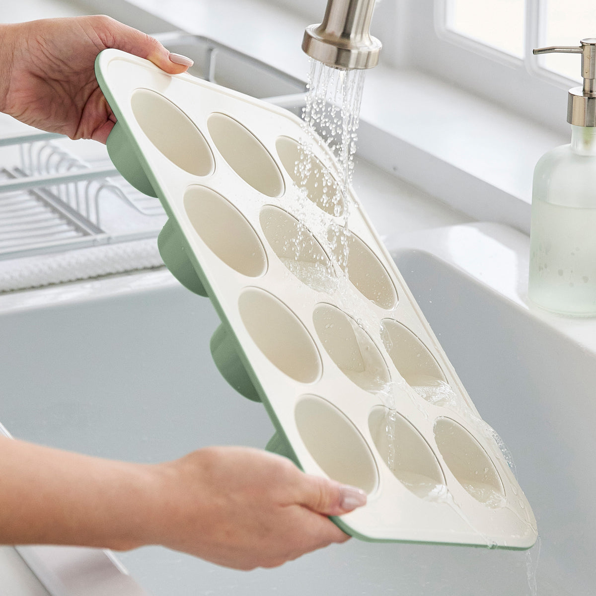 GreenLife Ceramic Nonstick Muffin Pan - 12 Cup Non-Toxic Baking Tray, Sage Green | Perfect for Cupcakes, Muffins & Egg Bites | Oven & Dishwasher Safe