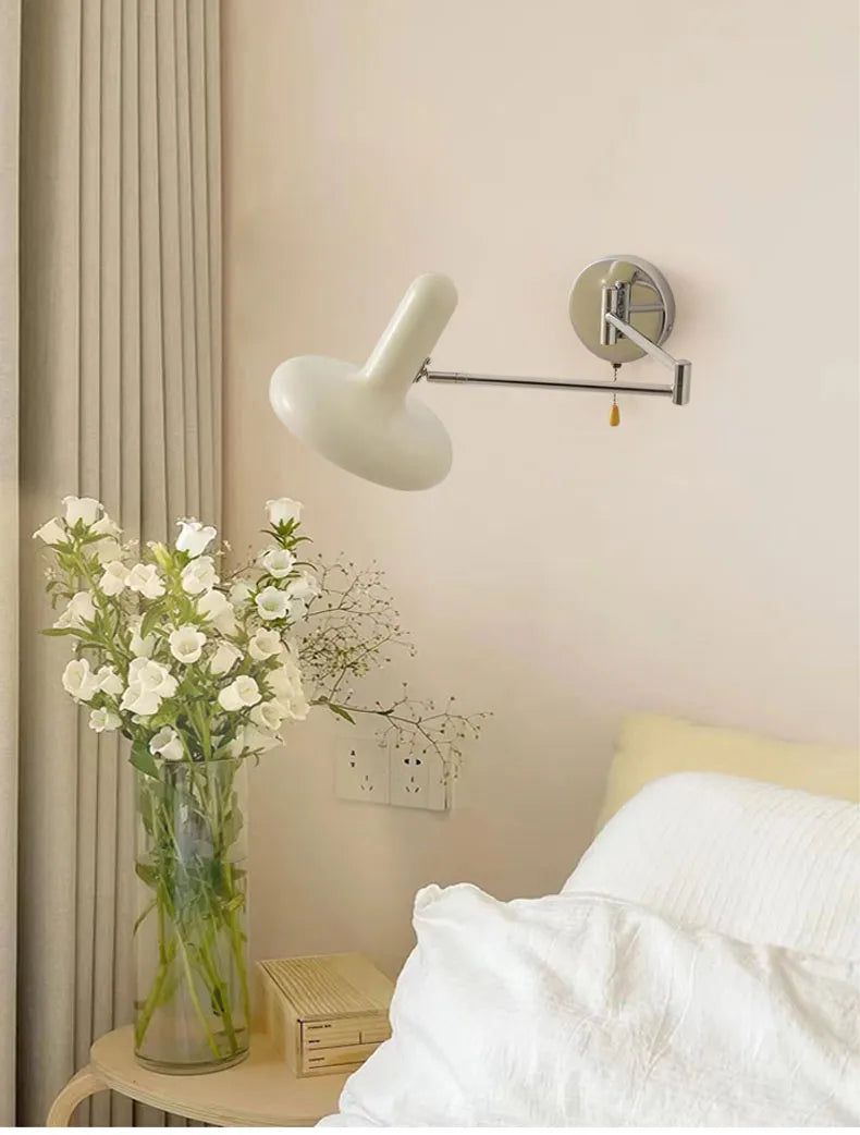 Swing Arm Wall Lamp with Adjustable Elbow Rocker - Modern Reading Light for Bedroom, Living Room, and Office