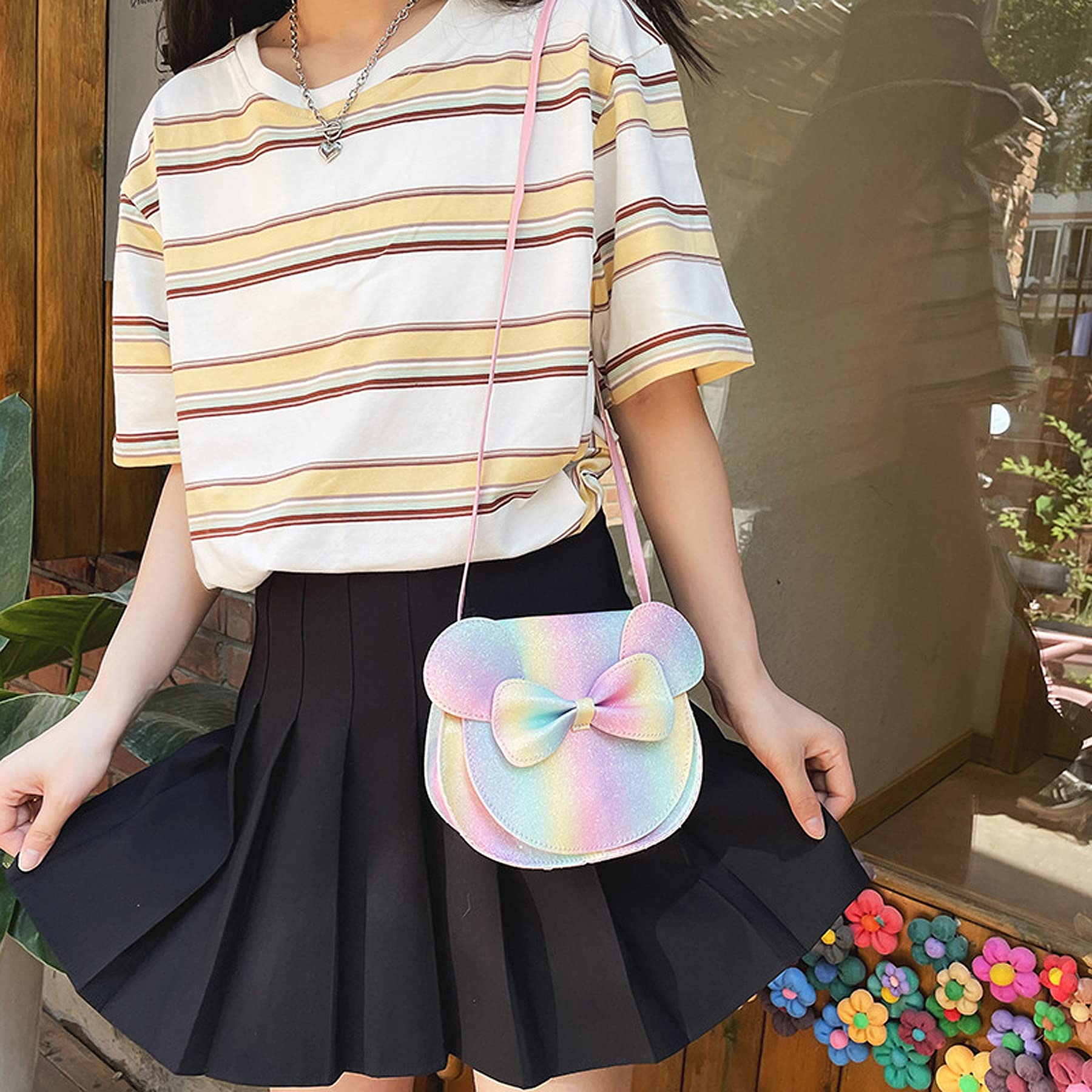 Bolley Joss Crossbody Purse - Cute Bowknot Shoulder Bag for Little Girls with Cartoon Mouse Ears | Perfect for School, Parties & Daily Use