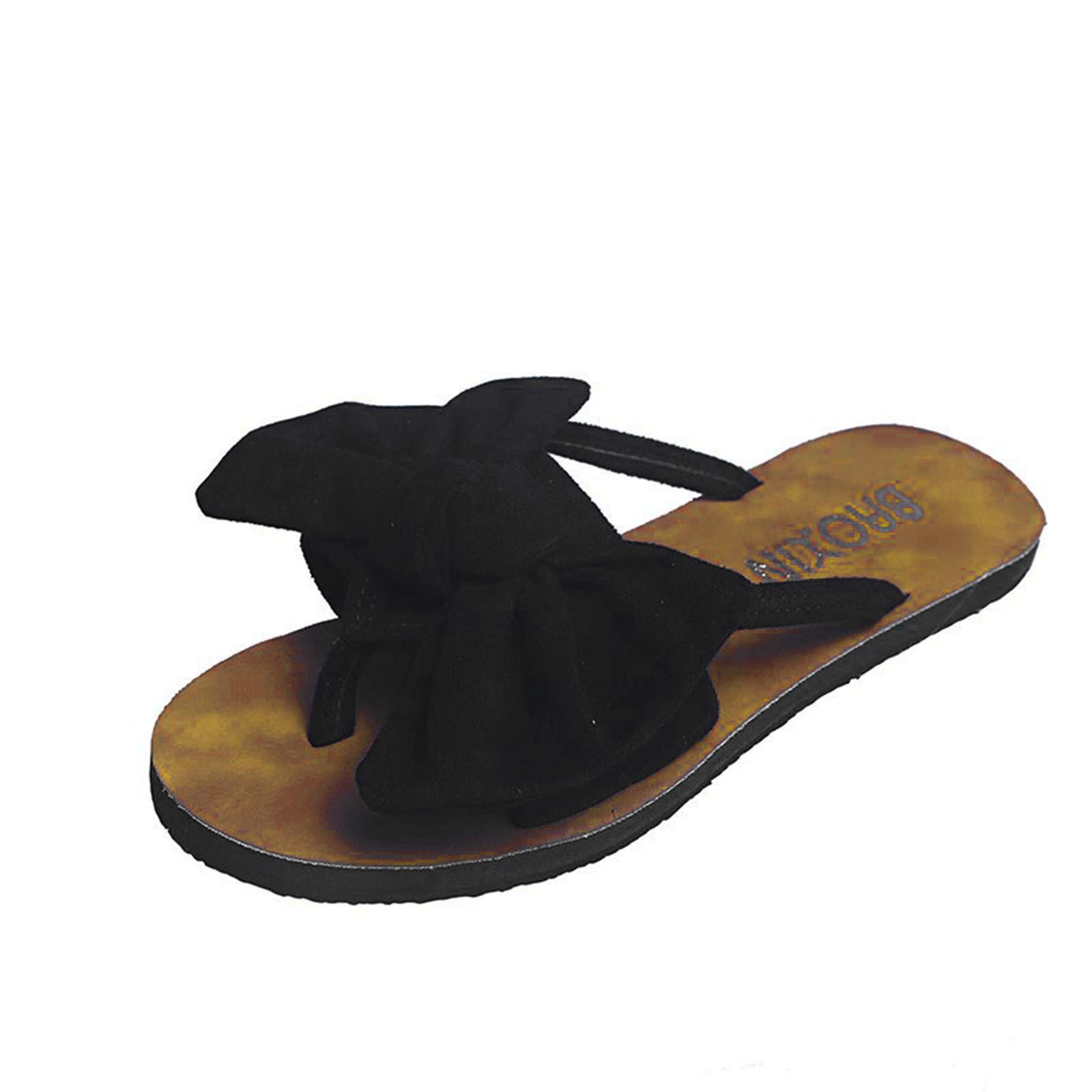 Women's Casual Suede Bowknot Flip Flops - Comfortable Flat Sandals for Beach, Home & Lounge Wear - Fashionable Cross Strap Slippers with Toe Cover