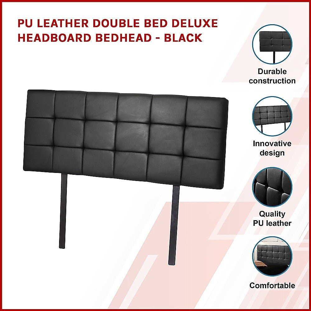 Double Size Deluxe Headboard Bedhead in Black - Elegant Bedroom Upgrade for Modern Homes & Guest Rooms