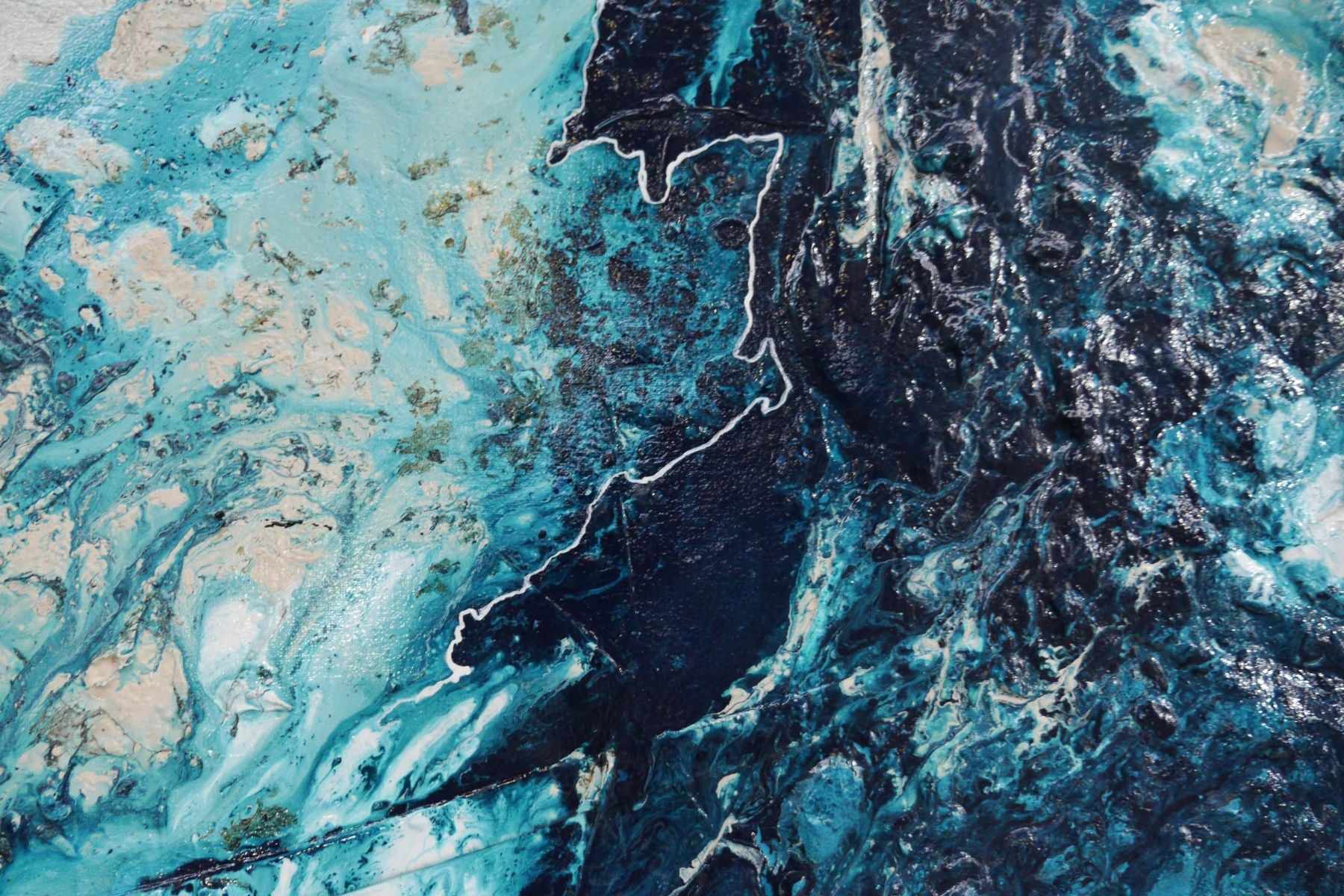 240cm x 100cm Blue Honey Textured Abstract Canvas Painting - Modern Wall Art for Living Room, Bedroom & Office Decor