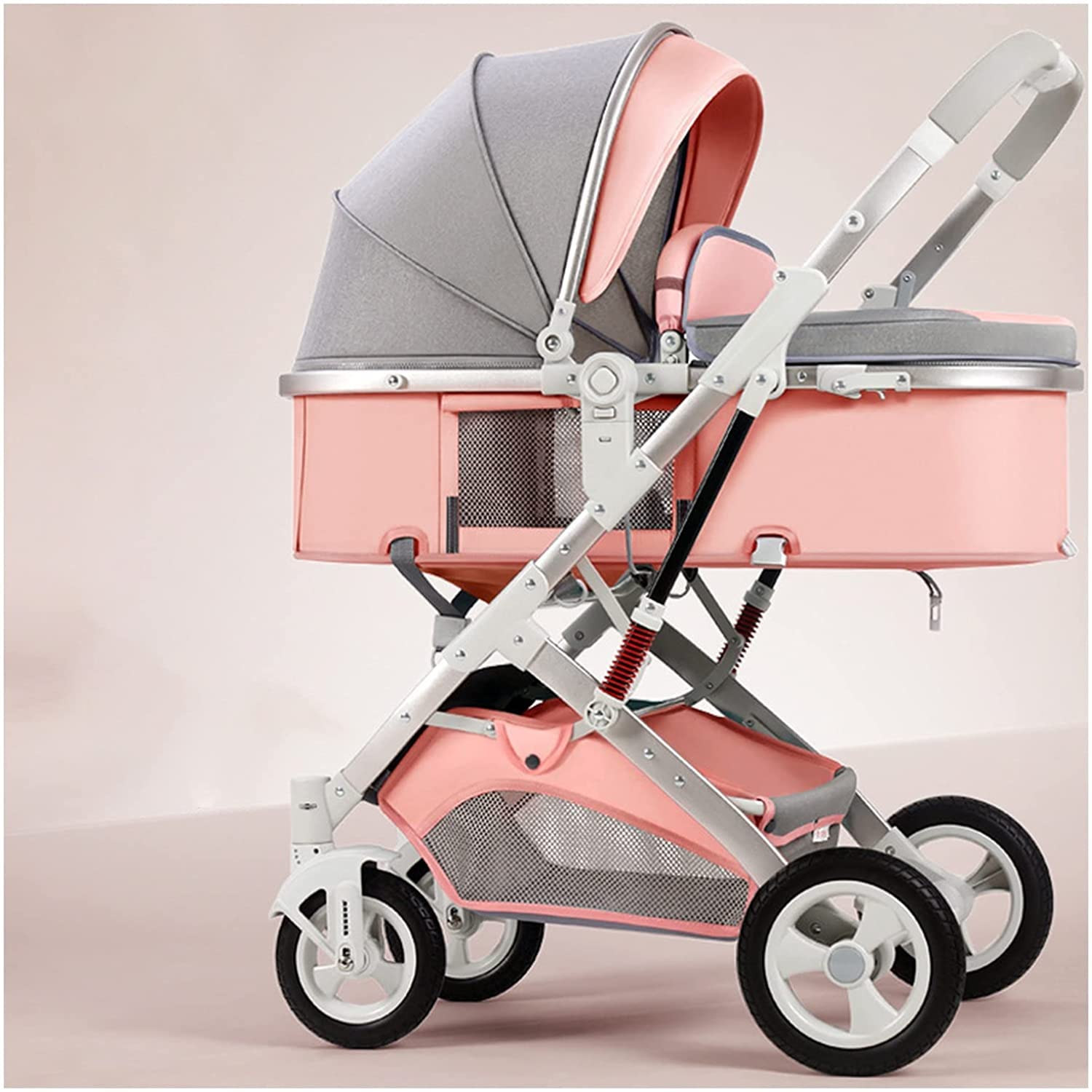 **MingrXieh 2-in-1 Convertible Baby Stroller - Lightweight Reversible Bassinet & Toddler Pushchair with Cup Holder & Rain Cover, Khaki | Perfect for Newborns, Infants & Outdoor Walks**