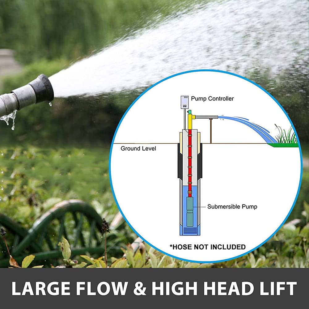 24V DC Solar Submersible Well Pump - 3 Inch Stainless Steel Deep Well Water Pump with 1