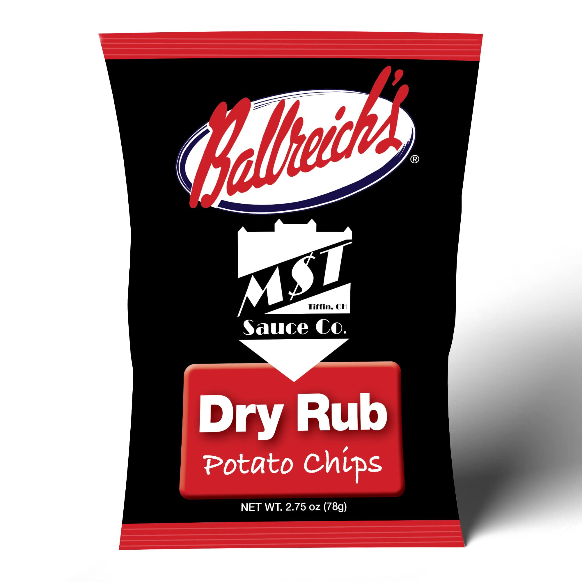 Ballreich Snack Food Company MST (Madison Street Tavern) Dry Rub Potato Chips - 2.75oz (Pack of 32) - Crunchy & Flavorful Snacks for Parties, Picnics & Game Day Gatherings