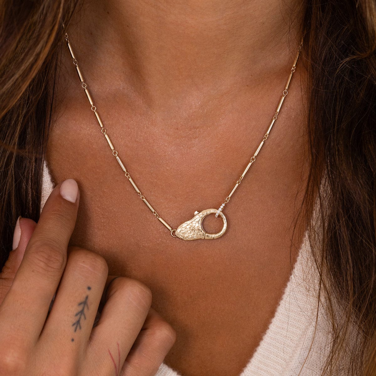 Organic Lock Necklace - Handmade Sterling Silver Jewelry for Women, Unique Gift for Her - Perfect for Valentine's Day, Anniversary & Everyday Wear