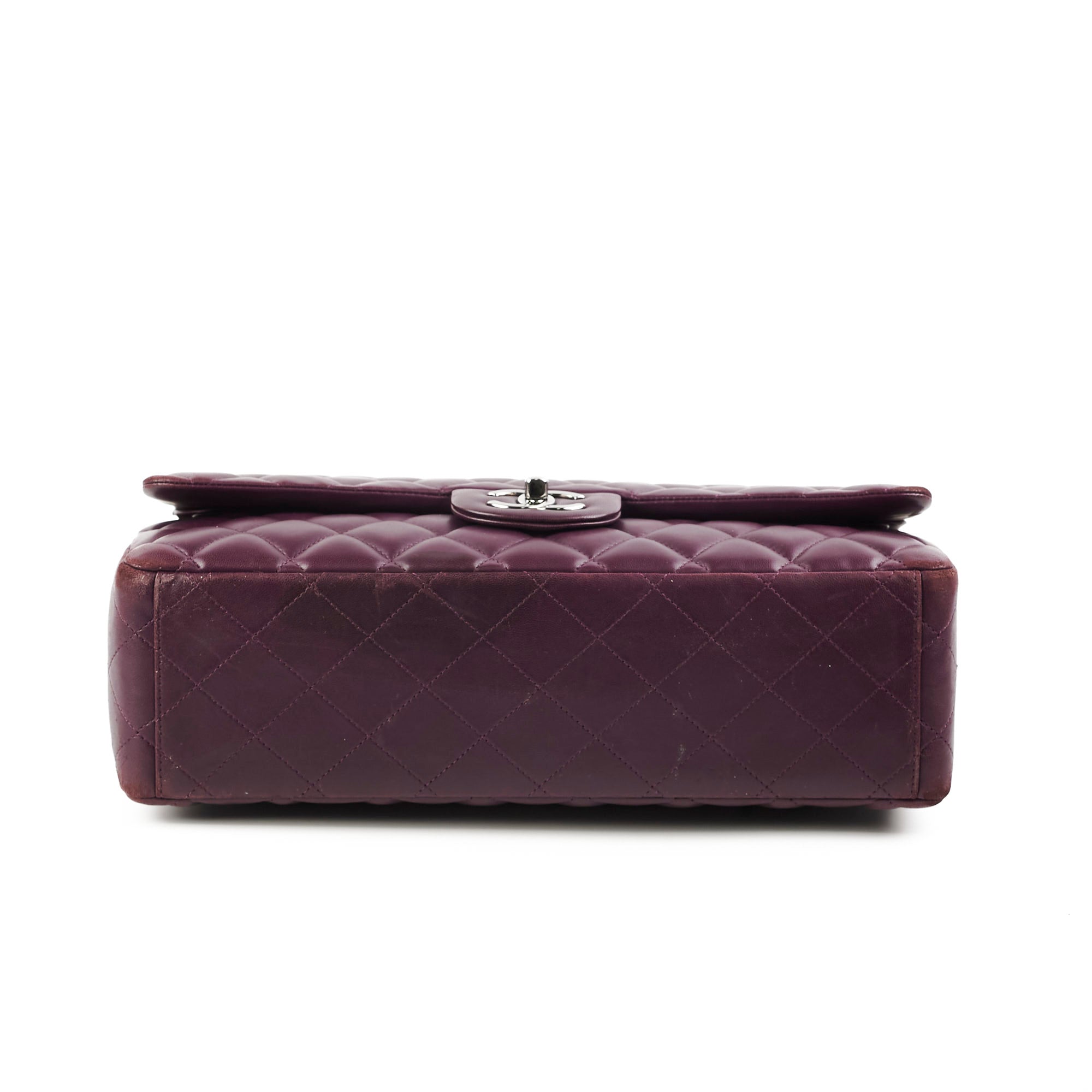 Authentic Chanel Maxi Lambskin Jumbo Flap Bag in Dark Purple - Luxury Designer Handbag for Women, Perfect for Evening Events & Special Occasions