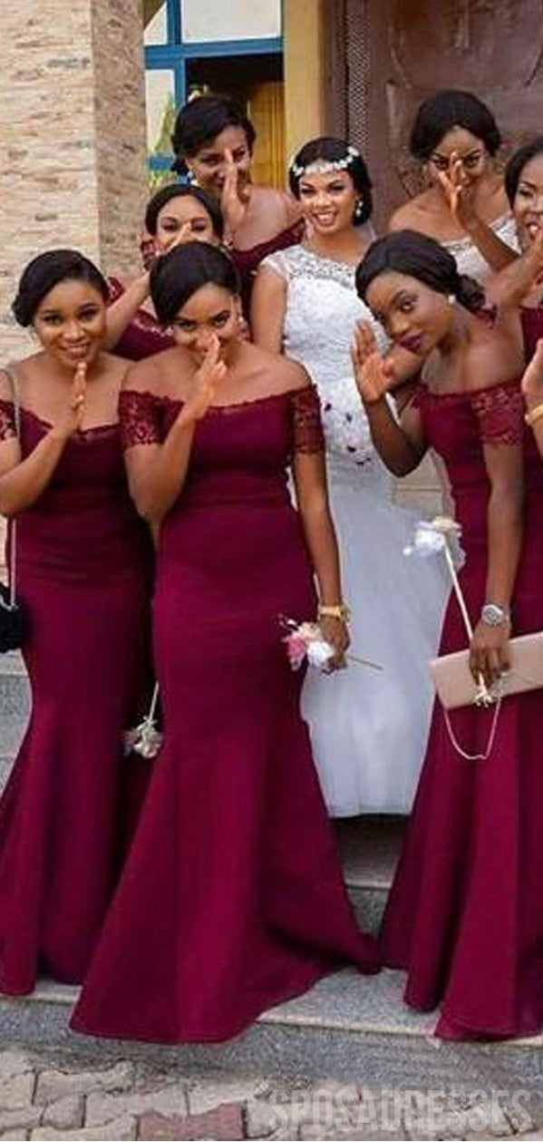 Elegant Mermaid Off-The-Shoulder Lace Bridesmaid Dresses - Long Formal Gowns for Weddings, Prom & Special Occasions | Style WG864