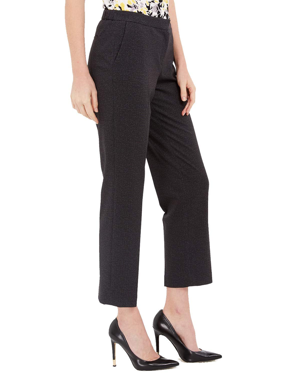 Kasper Women's Twill Ponte Elastic Waist Dress Pants - Comfortable Stretch Work Pants for Office & Business Casual Wear