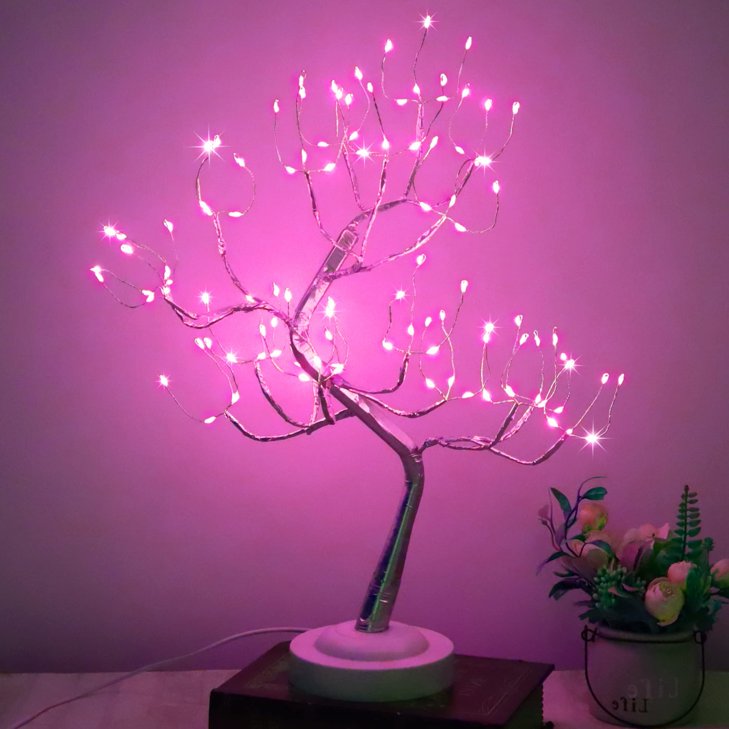 108 LED Pink Fairy Tree Lamp - USB/Battery Powered with Timer, 20 Inch Romantic Table Decor for Mother's Day, Bedroom, Wedding & Party Decoration