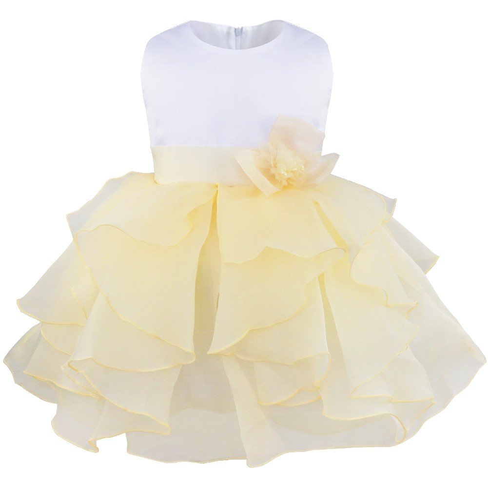 FEESHOW Baby Girls Ruffle Flower Baptism Dress - Christening Gown, Wedding Party Tutu Dress for Special Occasions - Perfect for Baptisms, Weddings, Birthdays & Photo Shoots