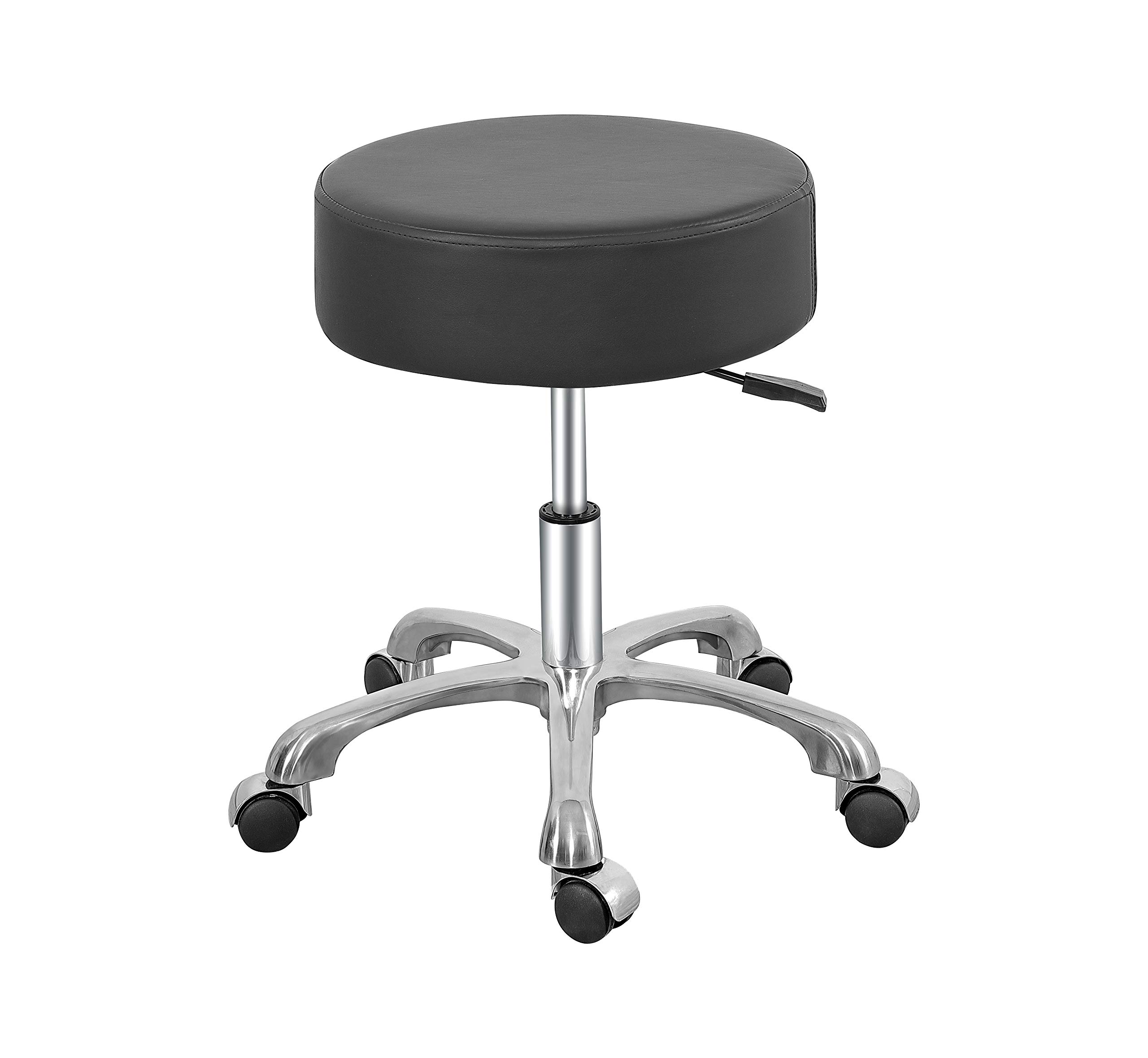 Swivel Rolling Stool with Thick Padding - Adjustable Round Chair with Wheels for Doctors, Medical Offices, Massage Salons & Workstations (Black) - Perfect for Healthcare, Beauty & Office Workspaces