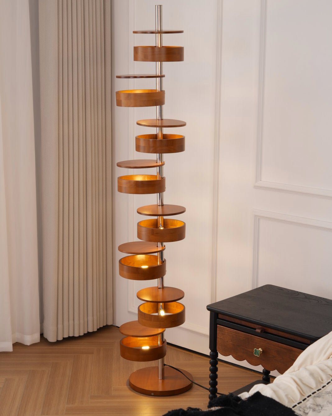 Modern Wooden Floor Lamp with Adjustable Height - Stylish Home Decor for Living Room, Bedroom & Office - Perfect for Reading, Relaxing & Ambient Lighting