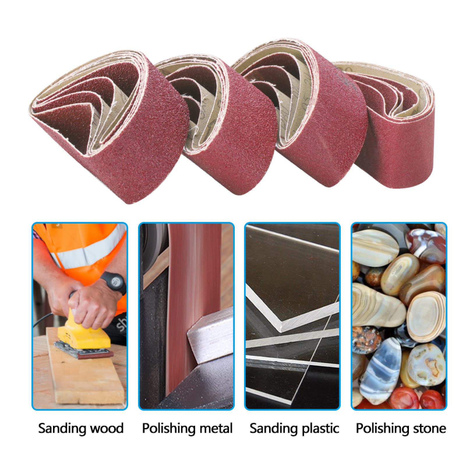 5pcs 100x610mm Sanding Belts 40-120 Grits - Abrasive Sandpaper Bands for Wood & Soft Metal Polishing - Power Sander Tool Accessories - Perfect for DIY Projects & Professional Woodworking