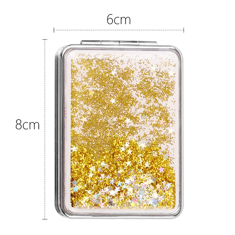 HSYHERE Compact Double-Sided Travel Mirror - Foldable Square Silver Makeup Mirror for Women | Portable Hand Mirror for Home, Office & Travel | Perfect for Cosmetics, Purse & On-the-Go Touch Ups