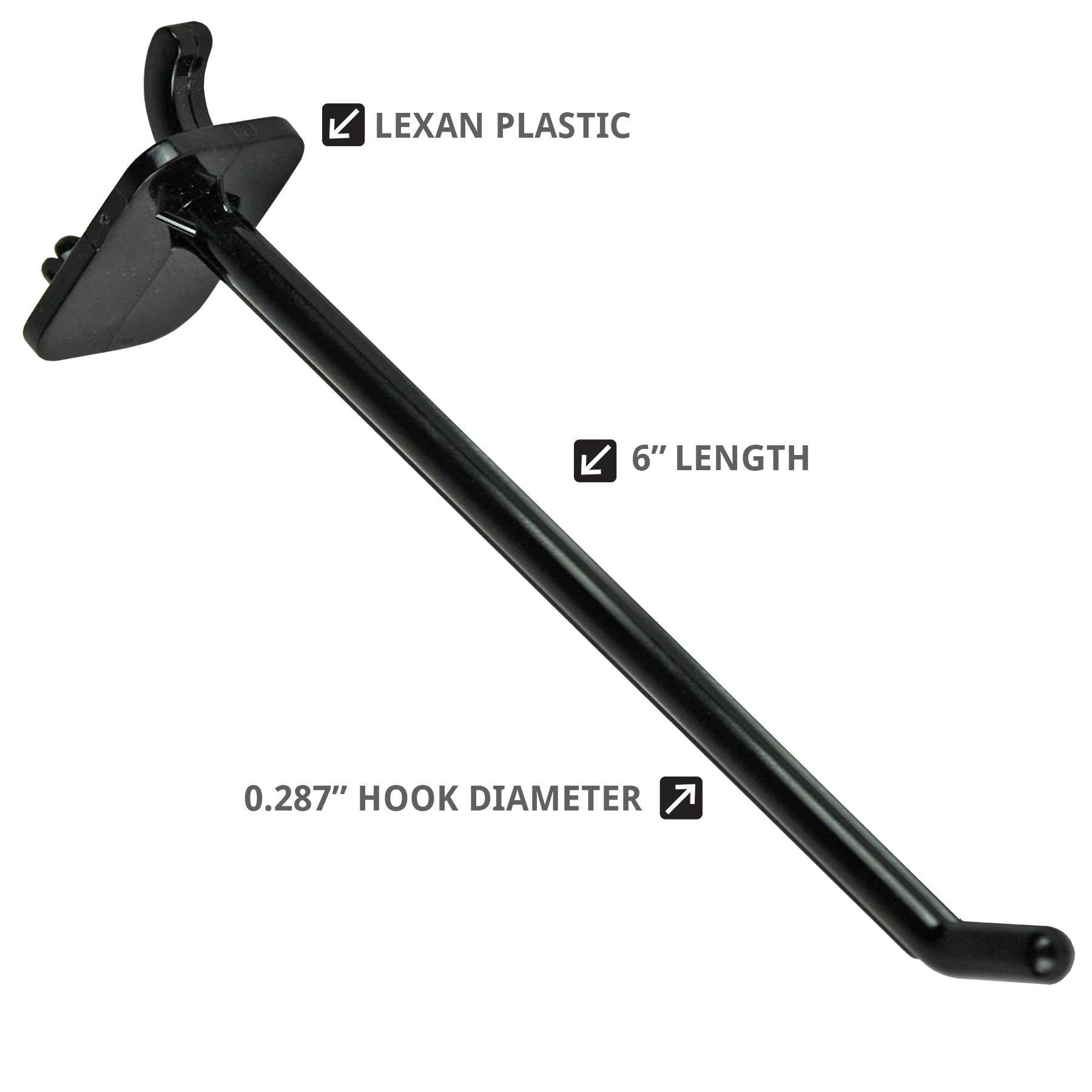 50 Pack Black Pegboard Hooks - 6