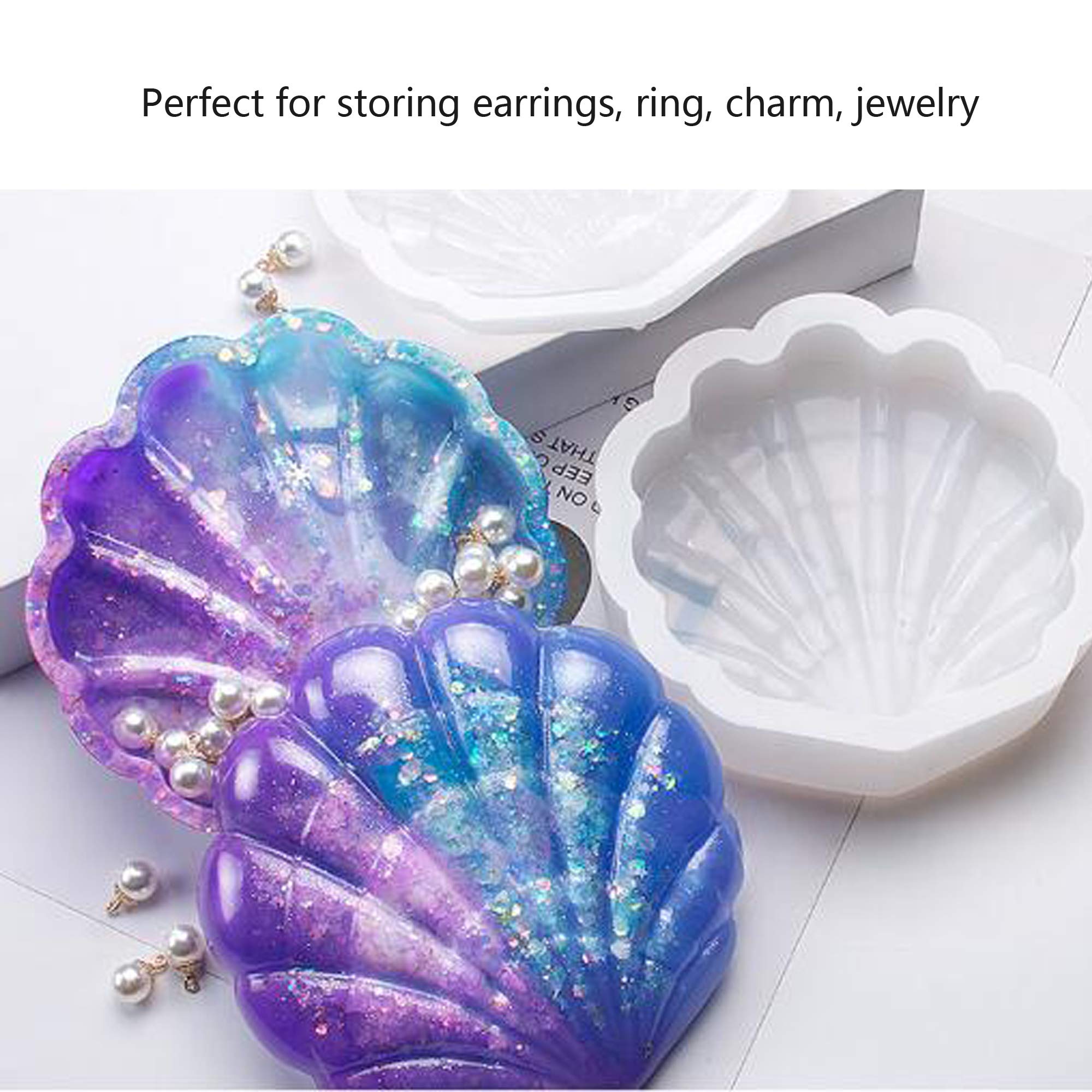 Premium Silicone Resin Molds for Jewelry Storage Box & Seashell Epoxy Crafts - DIY Resin Art Supplies for Home Decor, Gift Making, and Creative Projects
