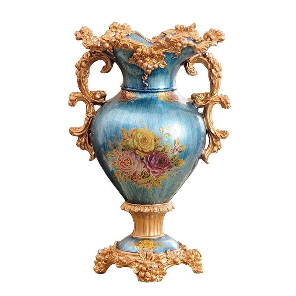 Hand-Painted Tall White Resin Flower Vase - European Style Large Decorative Vase for Wedding Gift (49×30cm) | Perfect for Living Room, Dining Table, Bedroom, Office & Hotel Decor | Centerpiece for Home and Special Occasions