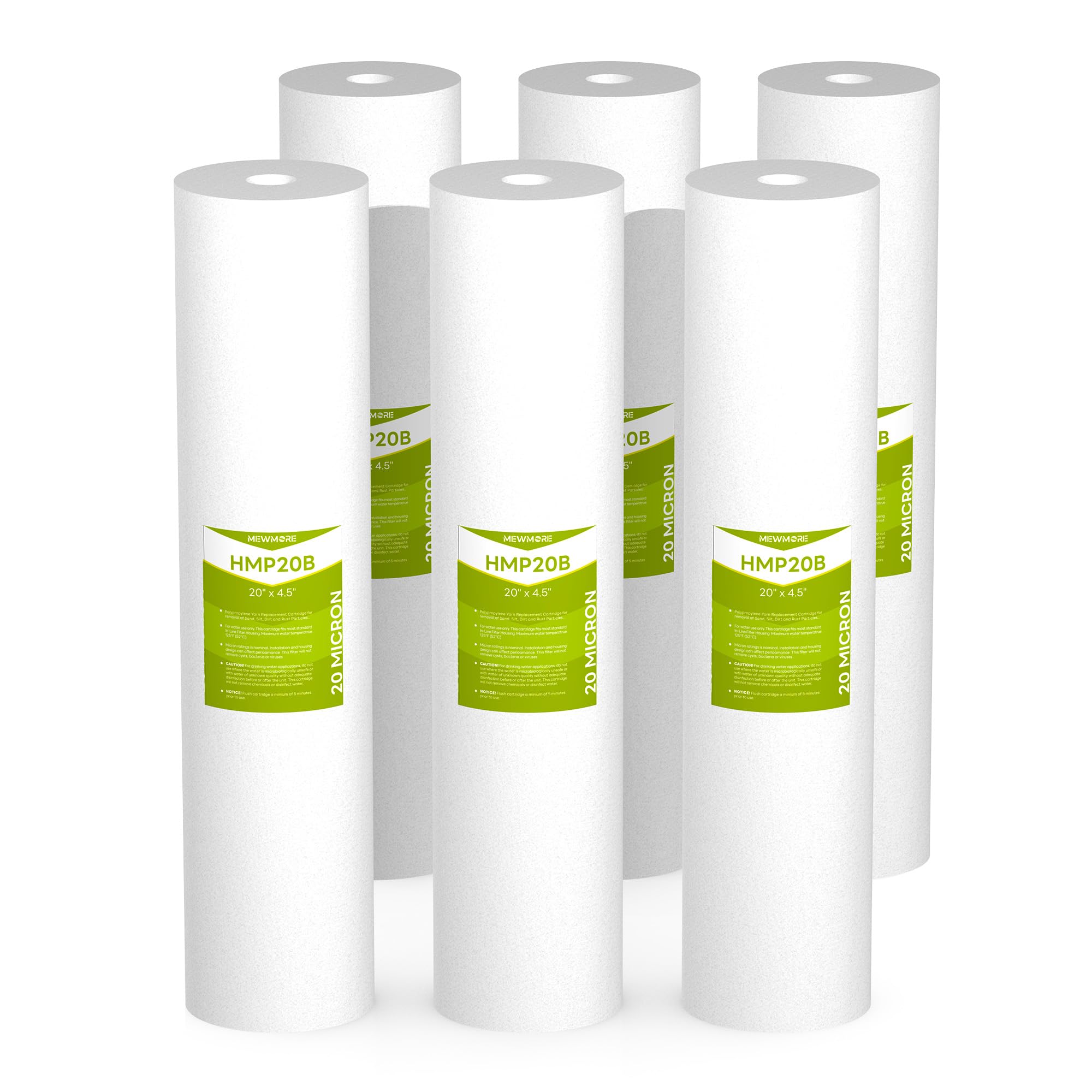 20 Micron Whole House Water Filter Cartridge - Sediment Filter for Well Water & Universal Replacement for 20