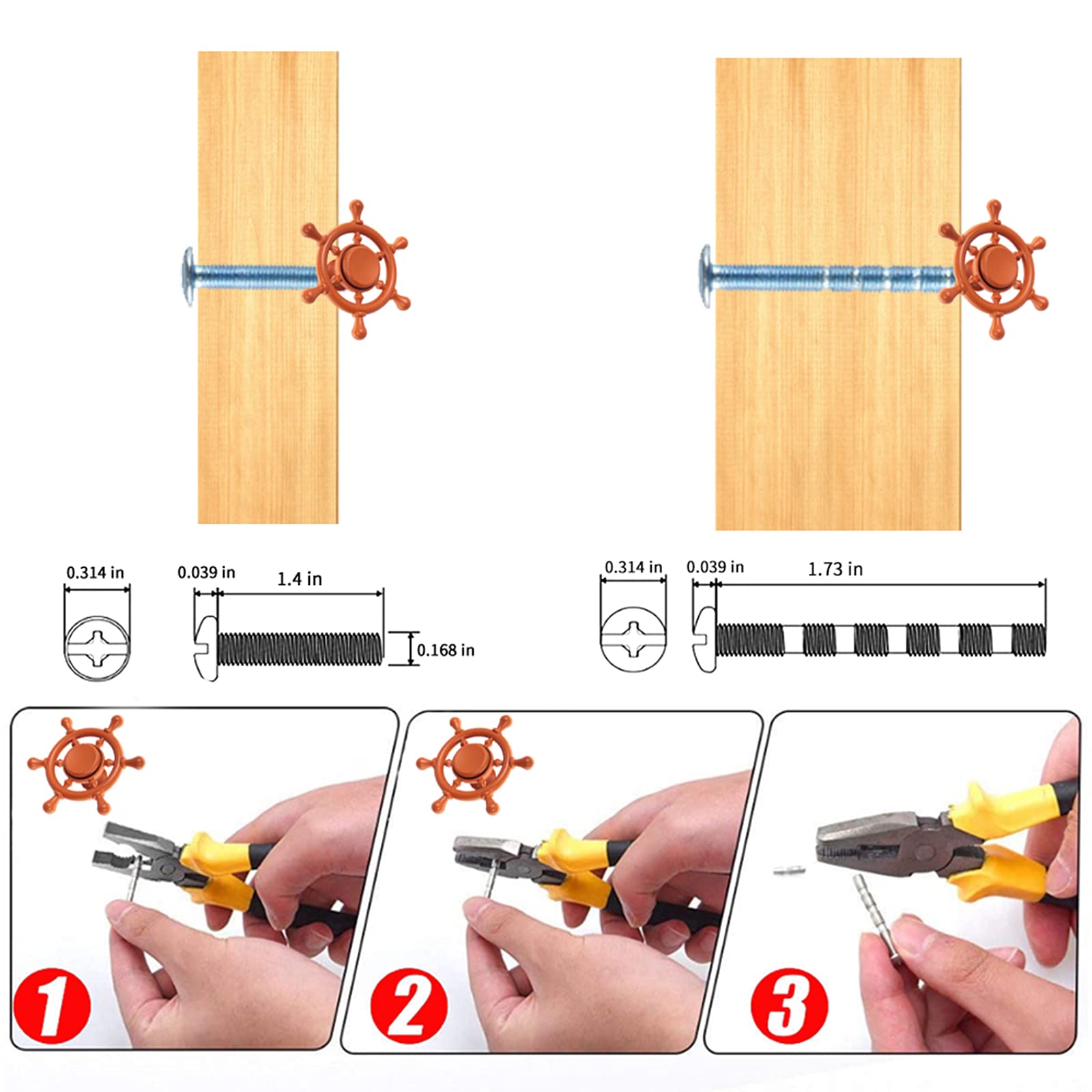OLAYA Creative Zinc Alloy Gyro Handle - Modern Simple Cabinet Knobs for Kids Room, Kitchen Drawers & Wine Cabinets (4-Pack, Orange) - Durable & Stylish Hardware for Home Decor & Furniture Upgrade