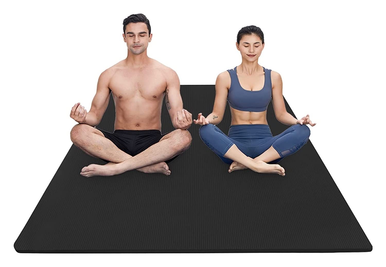 Premium Non-Slip Yoga Mat - 200cm Extra Large 10mm Thick NBR Fitness Mat for Home Gym, Cardio & Gymnastics | 120cm Wide Portable Exercise Mat with Superior Cushioning (Black) - Ideal for Yoga, Pilates, HIIT & Home Workouts