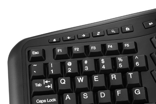 Adesso Tru-Form 1500 Wireless Ergonomic Keyboard and Laser Mouse Combo - Compatible with Windows 8/7/Vista/XP/2000 (WKB-1500GB) - Perfect for Office Work, Gaming & Home Computing
