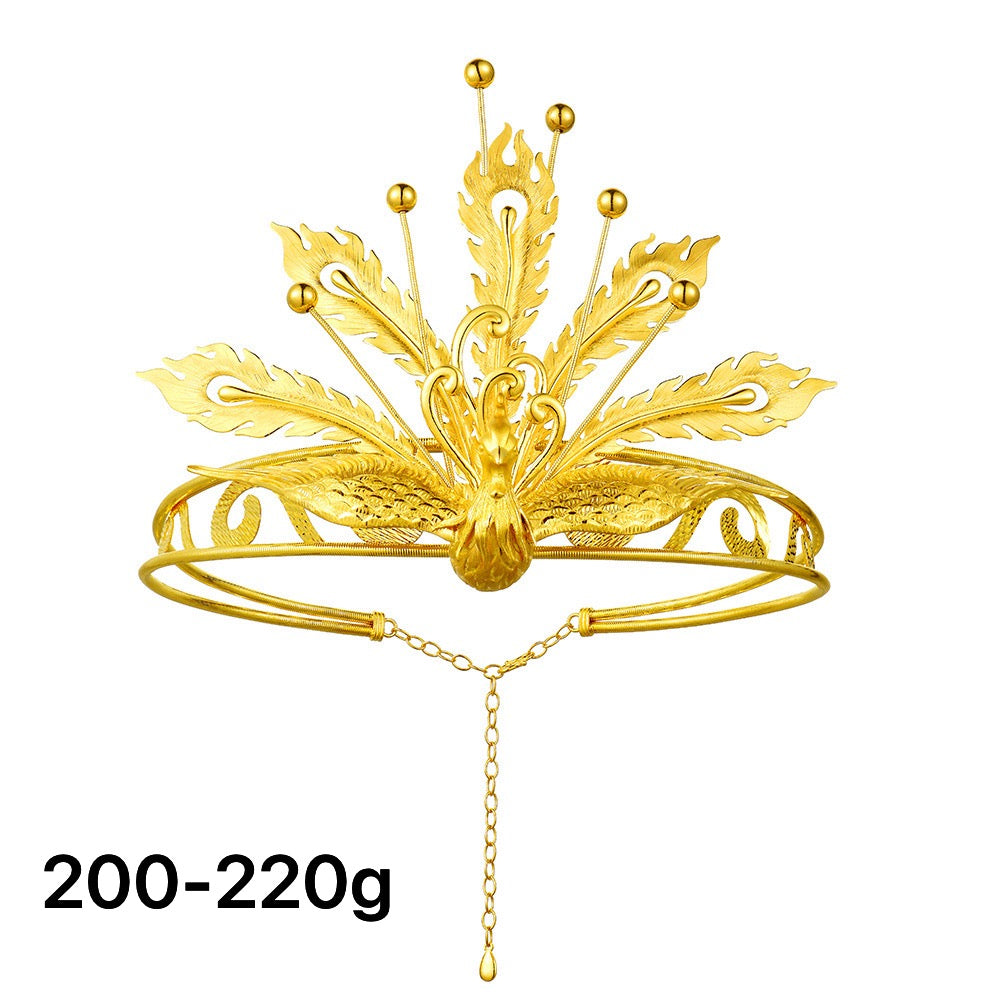 24K Gold Phoenix Crown - Elegant Bridal Tiara for Weddings & Special Events | Royal-Inspired Hair Accessory for Women