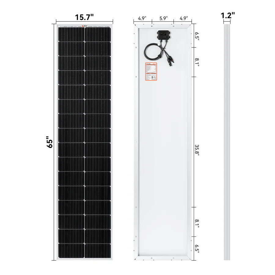 Rich Solar MEGA 130 Watt Slim Monocrystalline Solar Panel - High Efficiency Portable Solar Charger for RV, Boat, Camping & Off-Grid Power
