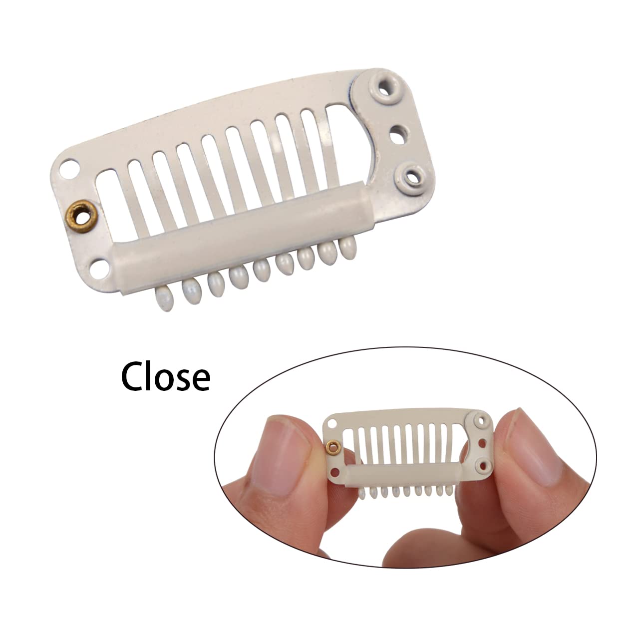 50 Pcs 32mm 9-Teeth Metal Snap Hair Extension Clips with Rubber Silicone Back - Blonde Wig Clips for Hairpieces, Weaves & DIY Styling - Perfect for Salon, Cosplay & Daily Hair Accessories
