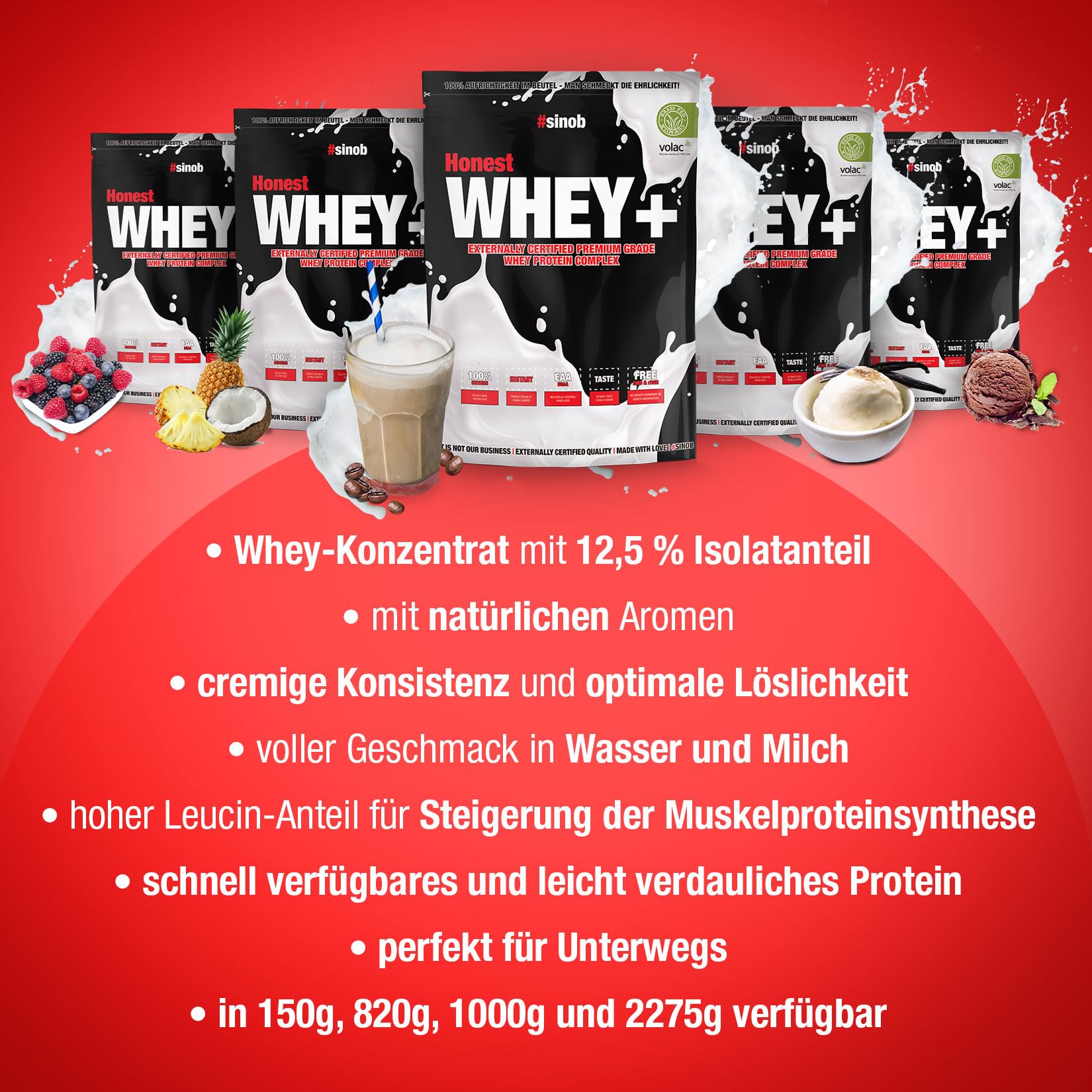 Honest Whey Protein Powder - Iced Coffee Flavor, 820g (1.8lb) | 12.5% Whey Isolate | Fast Dissolving with BCAA & EAA | Pre/Post Workout Supplement for Muscle Recovery & Energy Boost