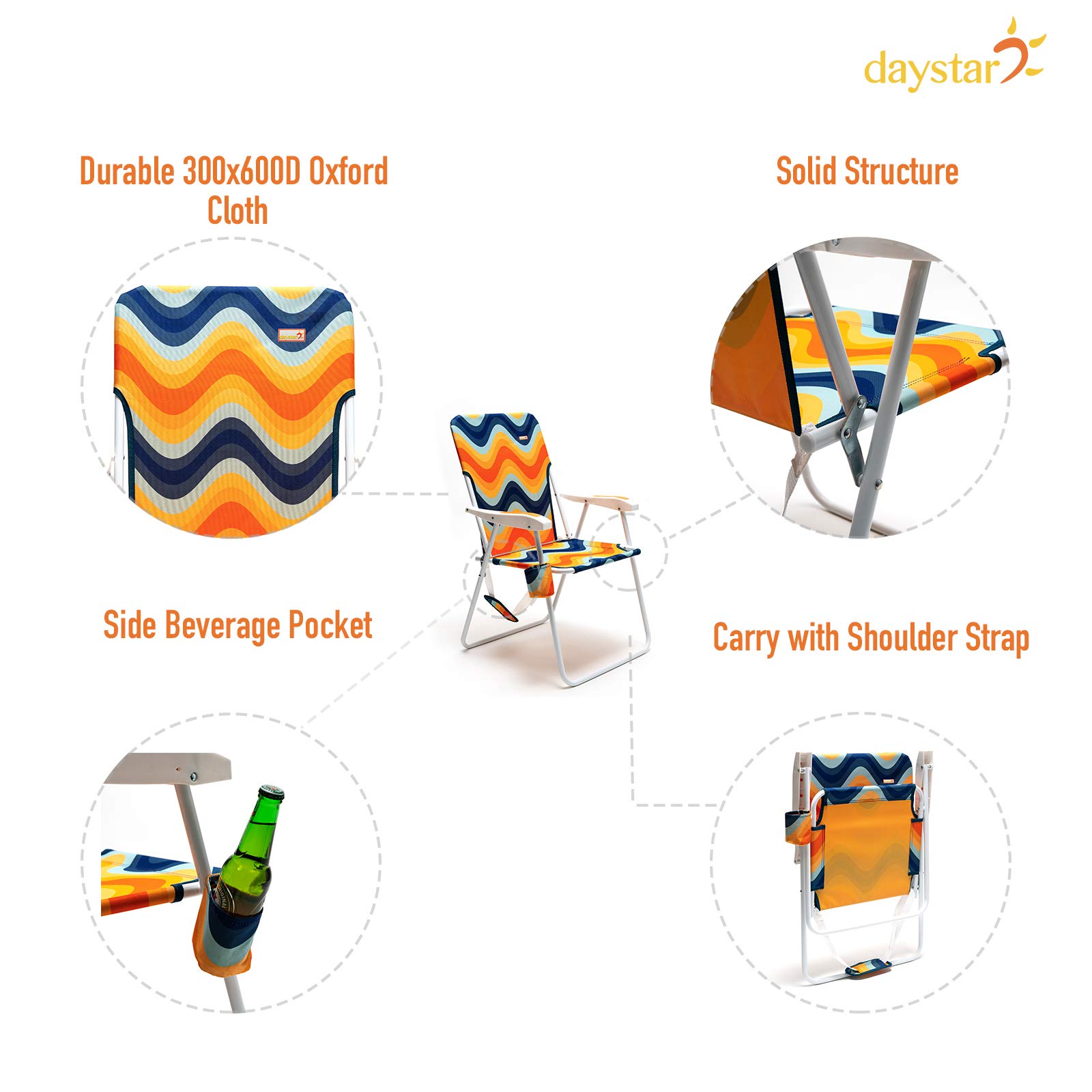 **SUNNYFEEL Heavy Duty Tall Folding Beach Chair for Adults - Lightweight Portable Sand Chair with Cup Holders, Supports 300 lbs - Perfect for Camping, Outdoor Travel, Picnics, Concerts & Sports**