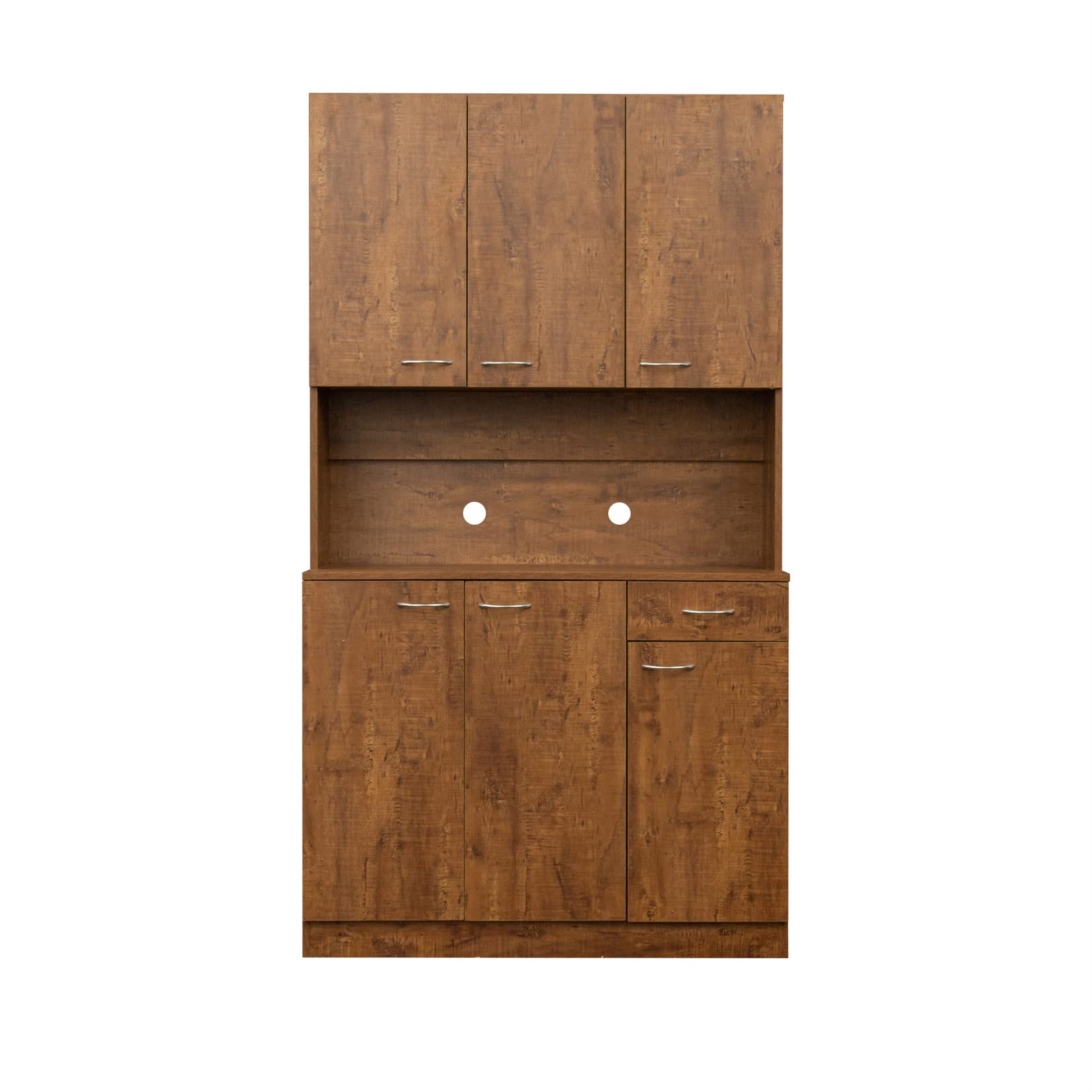 Bellemave 6-Door Kitchen Pantry Storage Cabinet with Adjustable Shelves - Freestanding Buffet Hutch with Microwave Stand & Drawer for Home & Office (Walnut) - Perfect for Small Kitchens, Dining Rooms & Office Storage