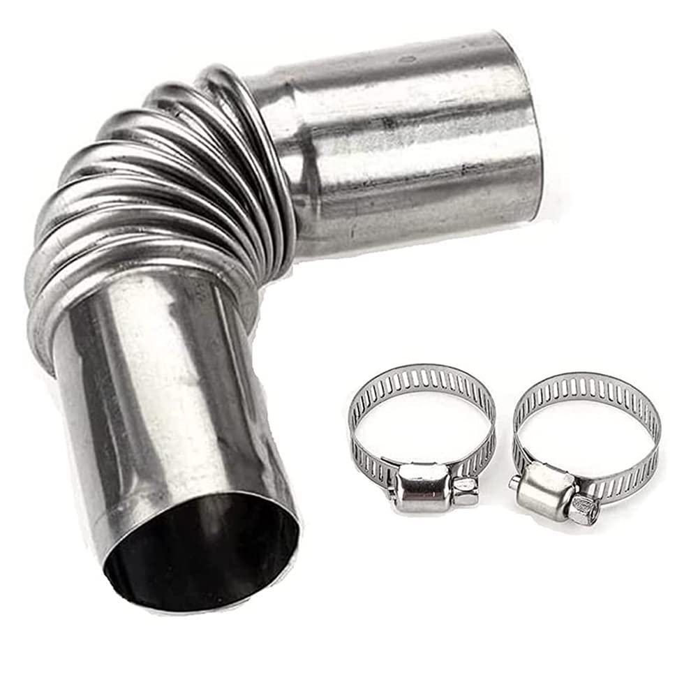 25mm Stainless Steel Air Parking Heater Exhaust Pipe Elbow Connector with Windproof Cap - 2-Piece Set for Diesel Boat & RV Heaters | Waterproof & Durable for Marine, Automotive & Outdoor Use