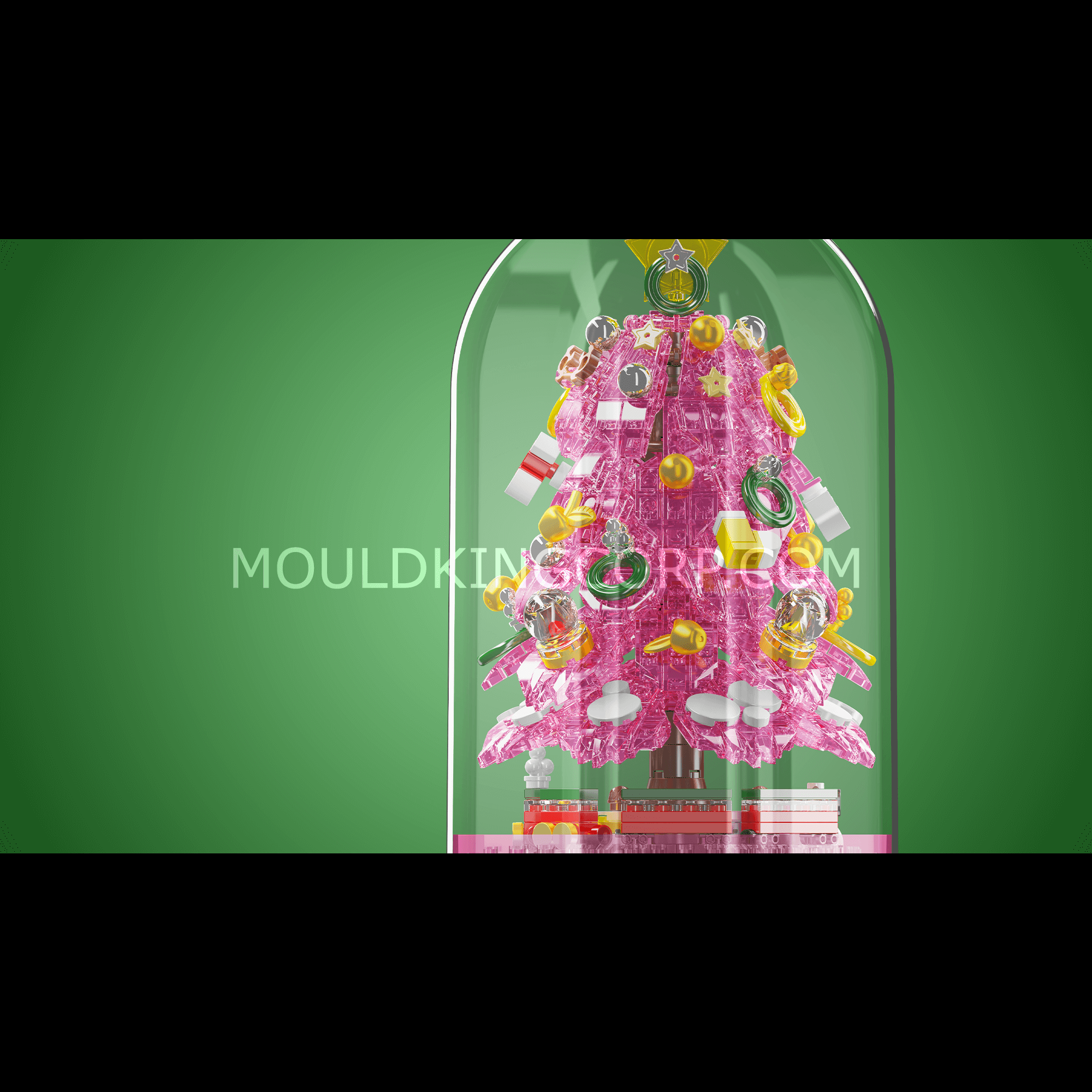 Mould King 10090 Christmas Tree Music Box Building Set - 688 PCS DIY Holiday Decoration for Home, Office & Gift Giving