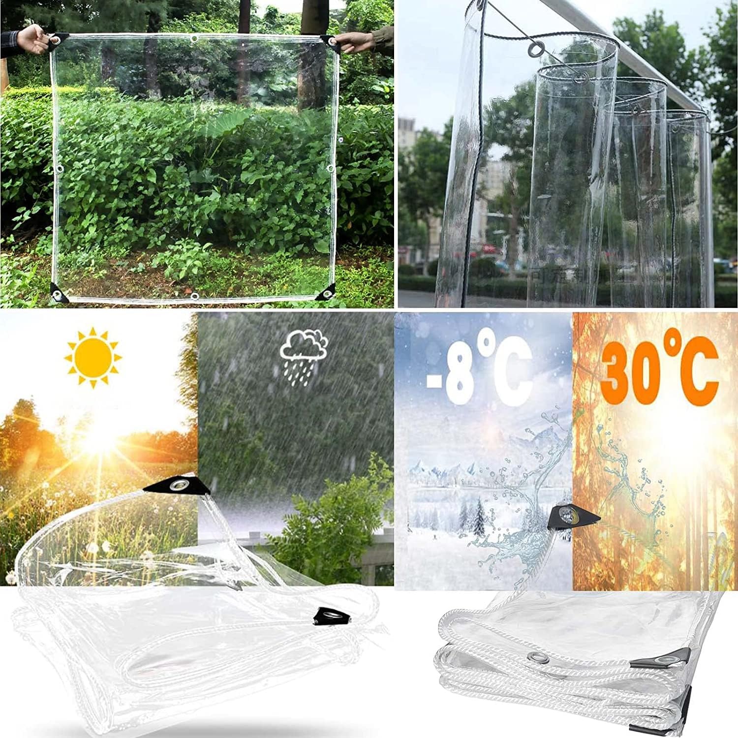 Waterproof 10' x 10' Clear Outdoor Gazebo Curtains with Grommets - Weather Resistant Side Panels for Garden, Porch & Patio Partition - Perfect for Sun Protection, Privacy & Outdoor Entertaining