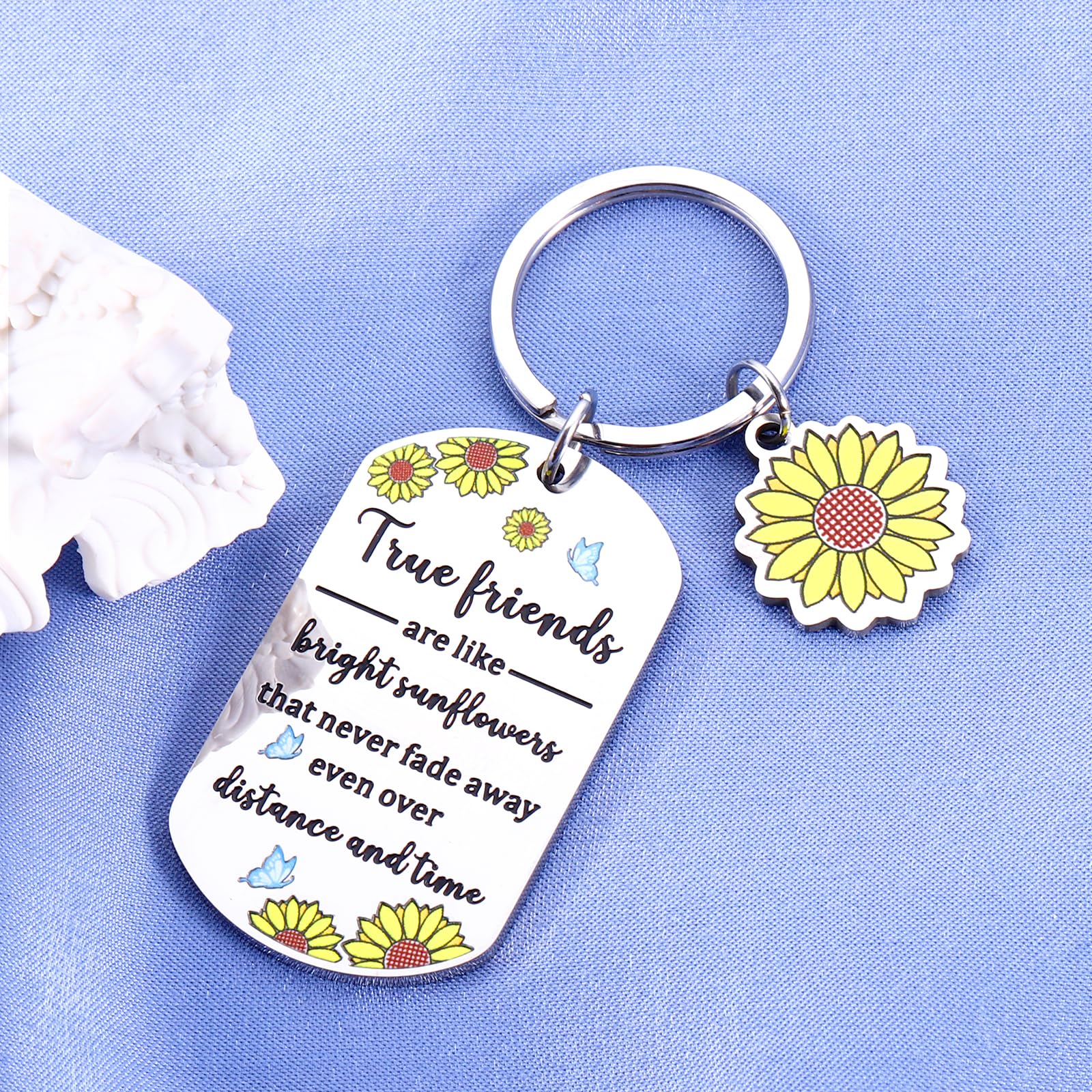 Sunflower Keychain for Women - Inspirational Friendship Gifts for Bestie, Coworker & Birthday | Cute Sunflower Accessories for Work, Purse & Daily Motivation
