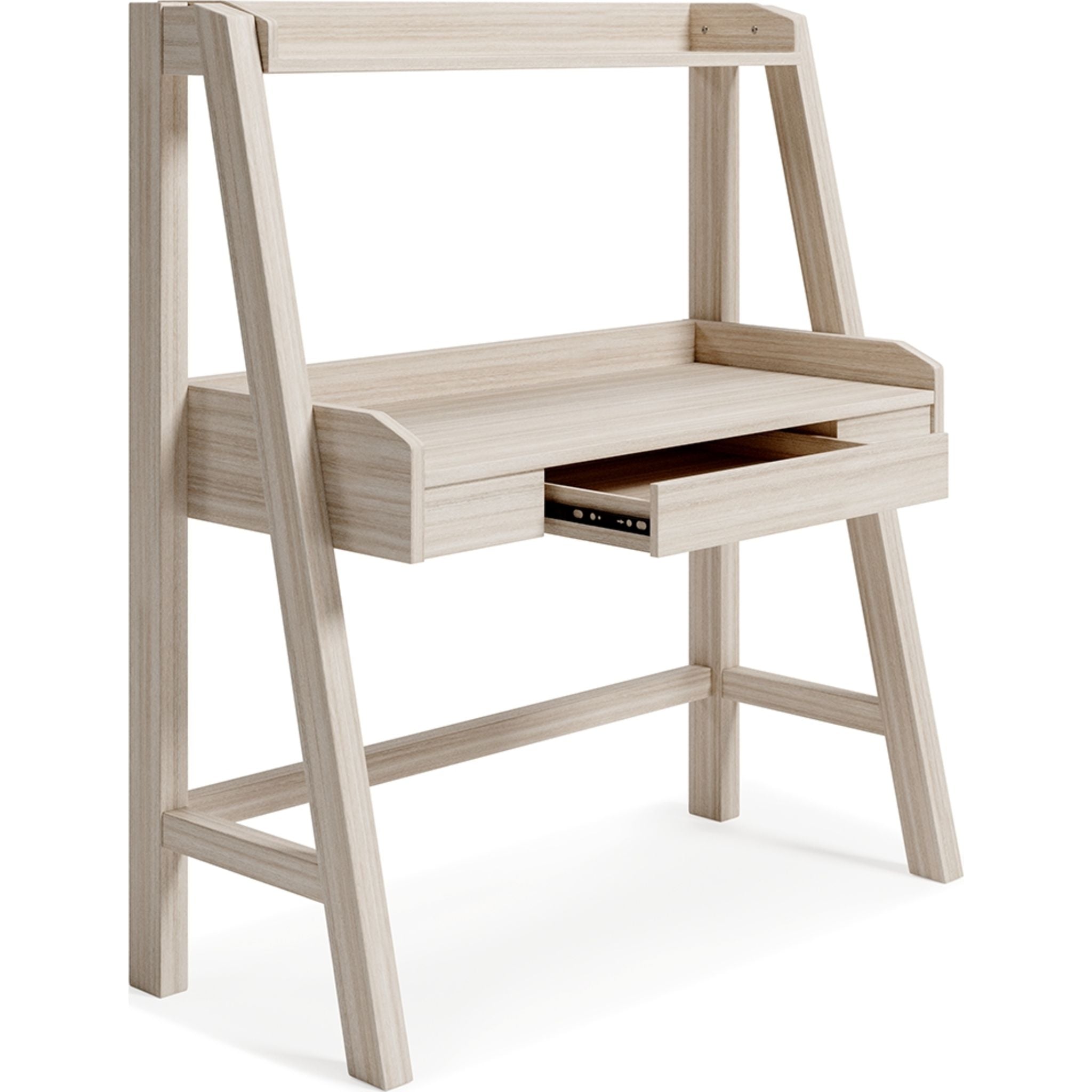 Blariden Wooden Desk and Hutch Set - Natural Finish for Home Office, Study Room, or Dormitory Workspace
