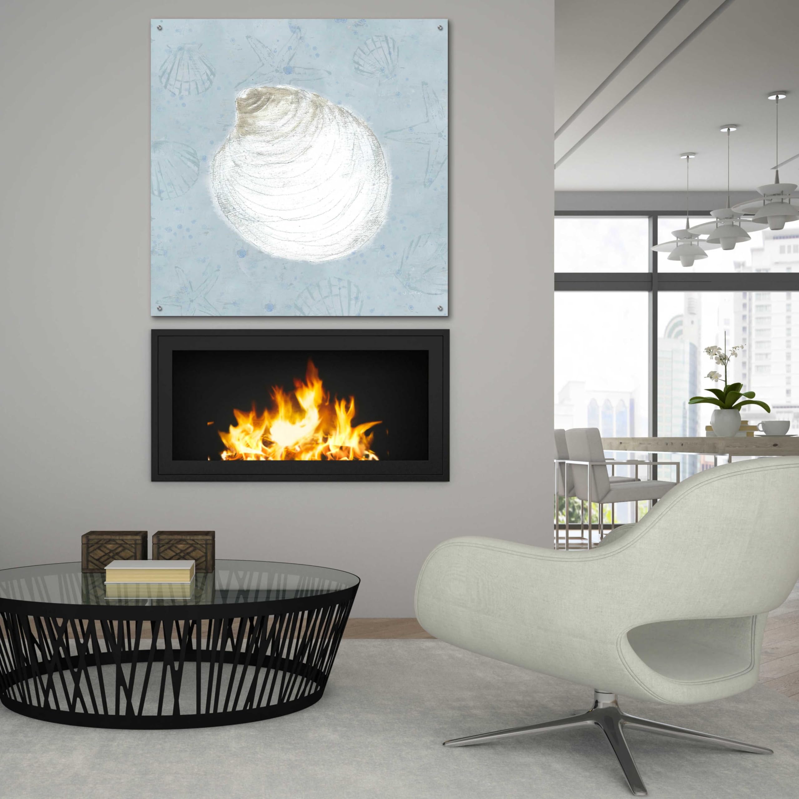 Serene Shells II by James Wiens - 36x36 Inch Acrylic Glass Wall Art Painting, Modern Coastal Home Decor for Living Room, Bedroom & Office