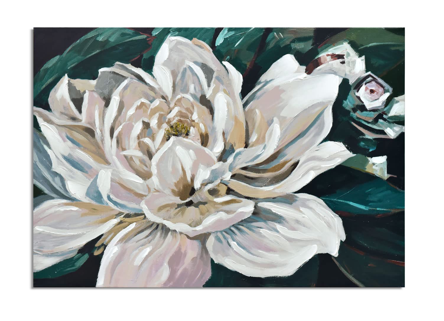 Fox Art Dark Blue Flower Wall Decor - Handmade Canvas Painting for Home & Office - Perfect for Living Room, Bedroom, or Gift Giving