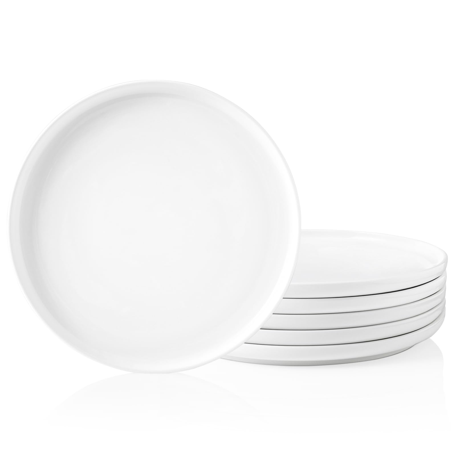 Kanwone 10-Inch Porcelain Dinner Plates Set of 6 - White Microwave & Dishwasher Safe Modern Dinnerware for Everyday Use, Parties & Formal Dining
