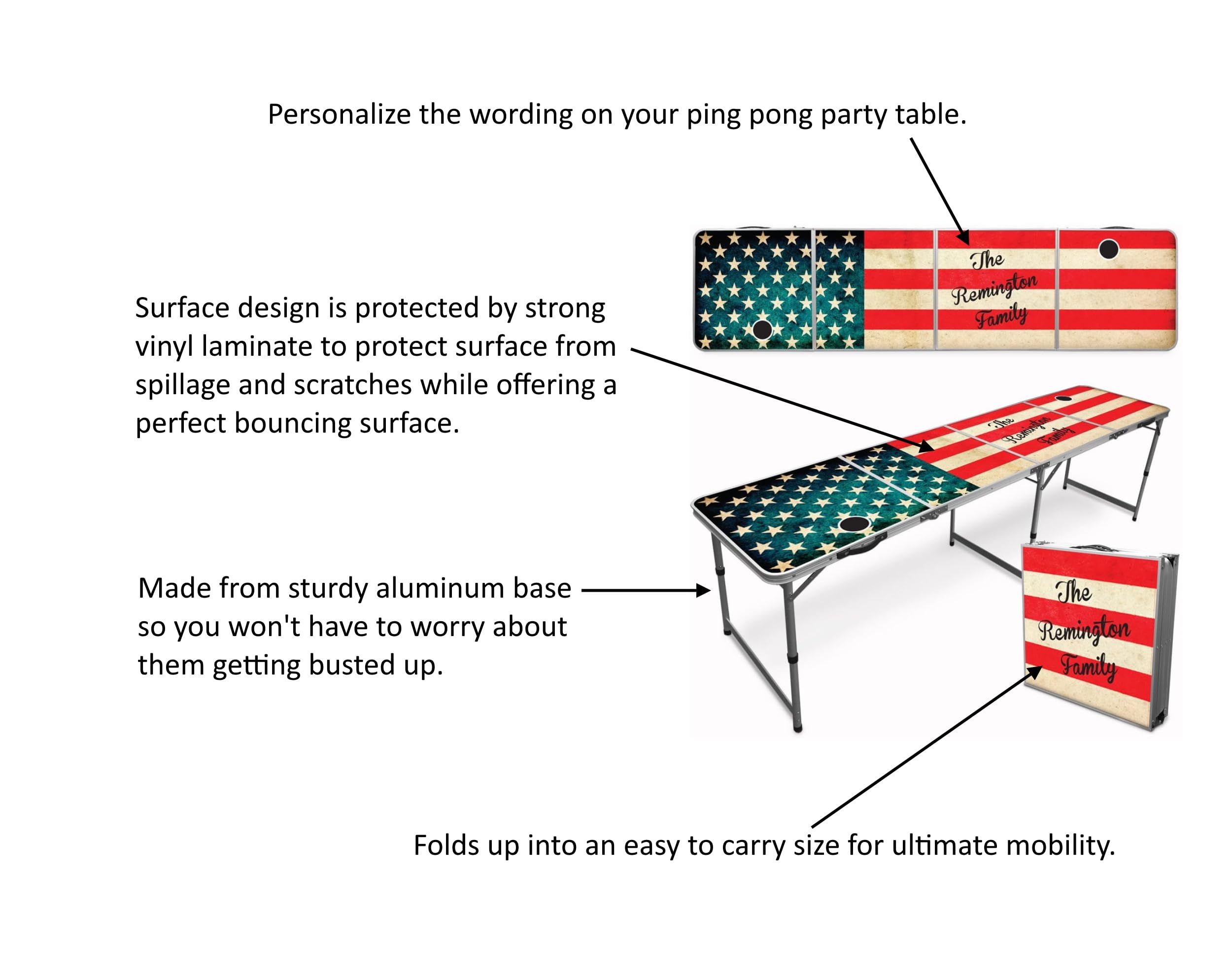 Premium 8-Foot Folding Beer Pong Table - Regulation Size for Parties, Tailgating & Travel - Portable Design with Shamrock Print - Perfect for College Parties, Backyard BBQs & Game Nights
