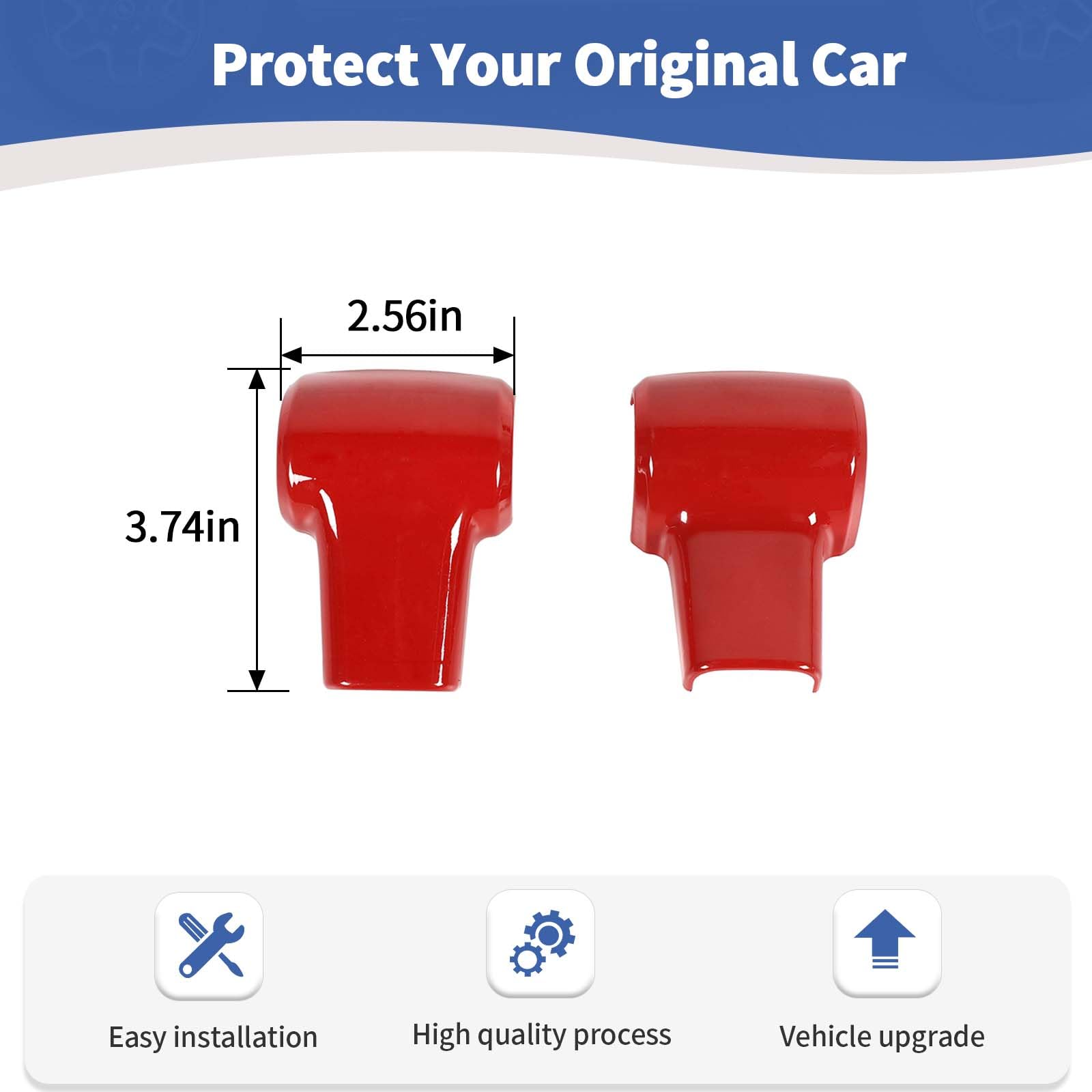 RT-TCZ Red Gear Shift Knob Handle Cover Trim for Jeep Wrangler JK JKU 2007-2010 - 2pcs Interior Accessories - Perfect for Off-Roading & Custom Car Upgrades