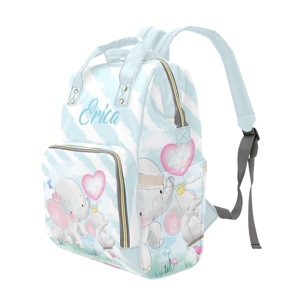 Personalized Elephant Diaper Bag for Mom - Custom Name Waterproof Nursing Tote & Mummy Backpack - Perfect for Baby Travel, Outdoor Activities and Daily Use