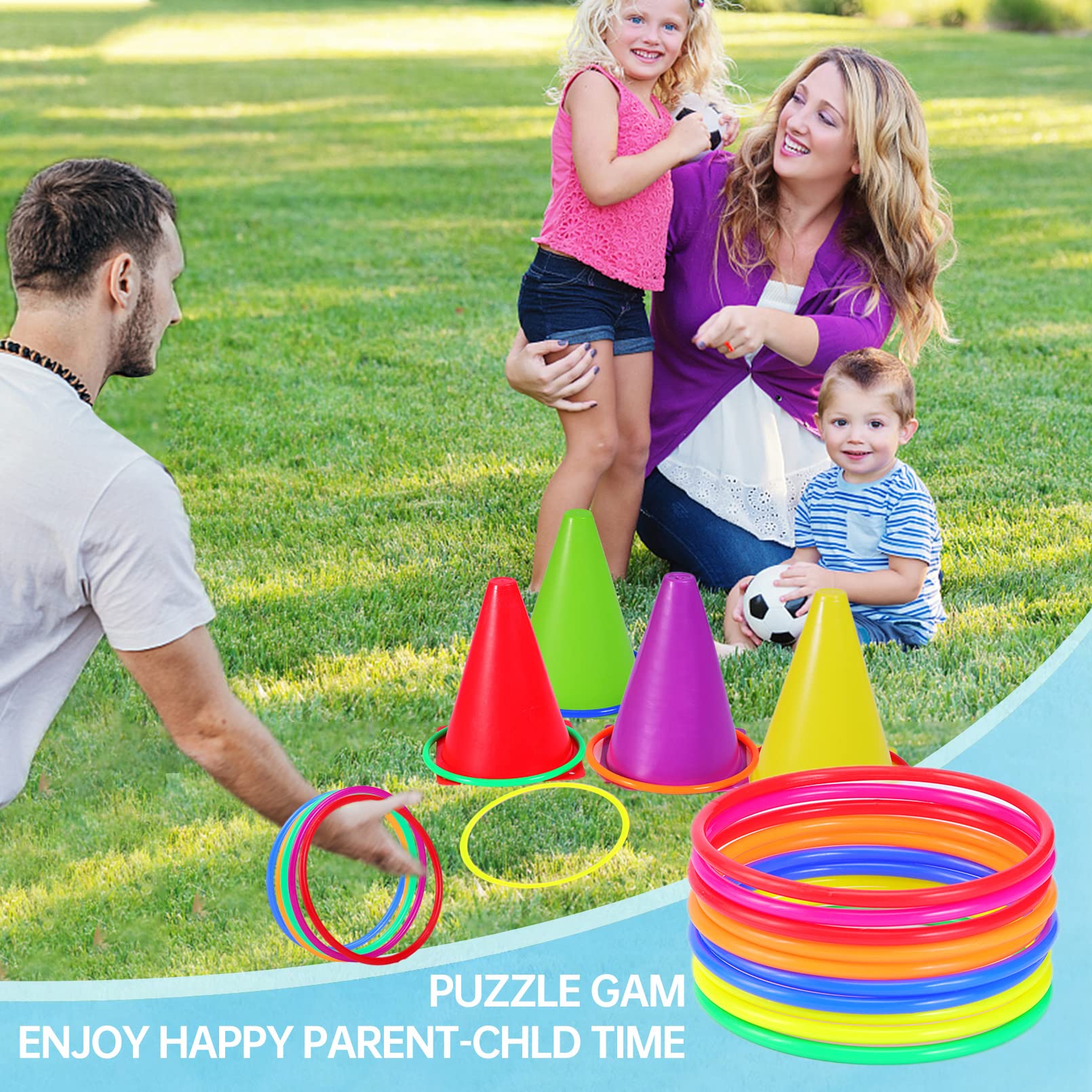 3 in 1 Carnival Games Set - 31PCS Outdoor Lawn Party Games Combo with Cones, Bean Bags & Ring Toss for Kids & Adults - Perfect for Backyard BBQs, Birthday Parties, Picnics & Family Gatherings